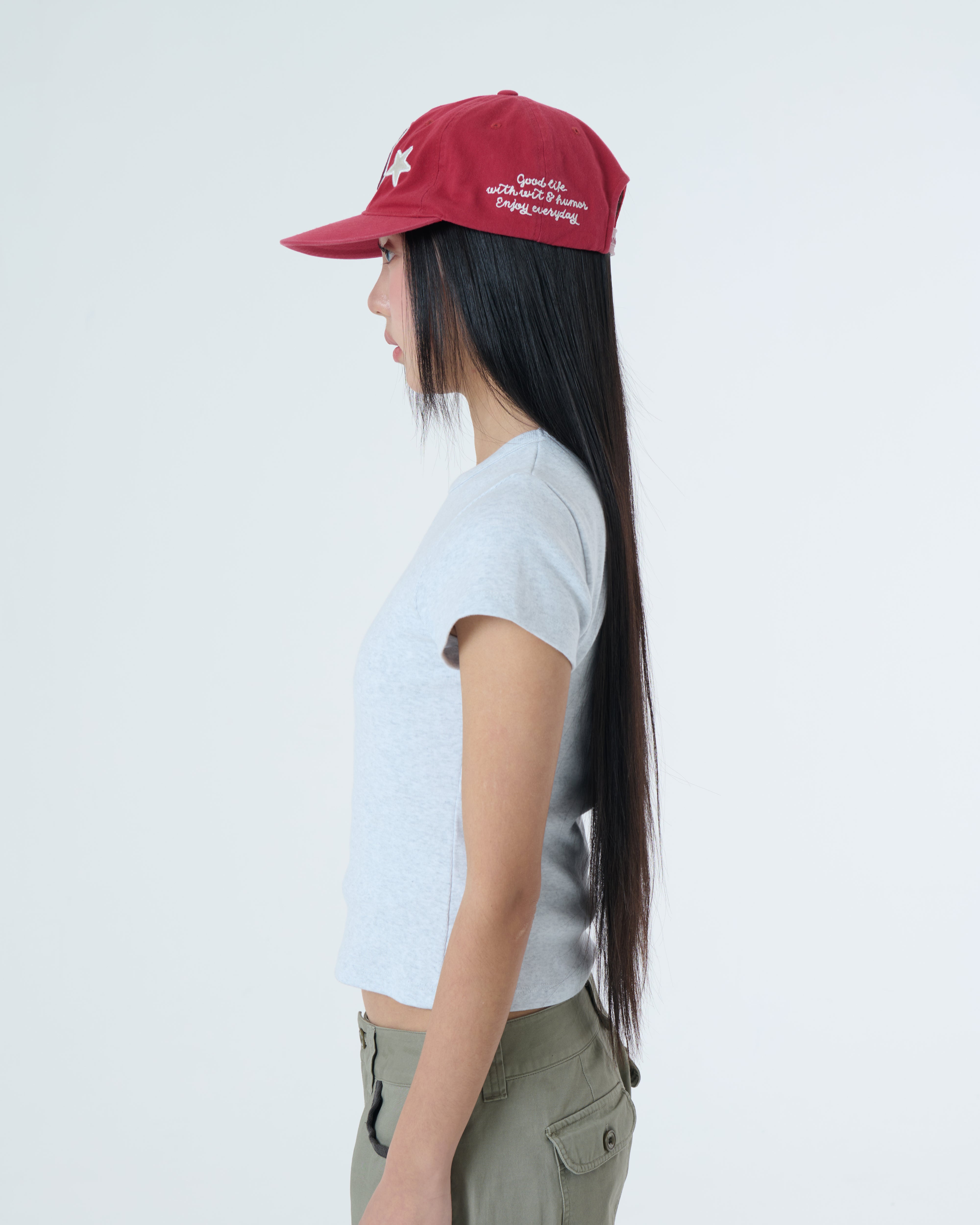 WASHED CAPITAL LOGO CAP [RED]