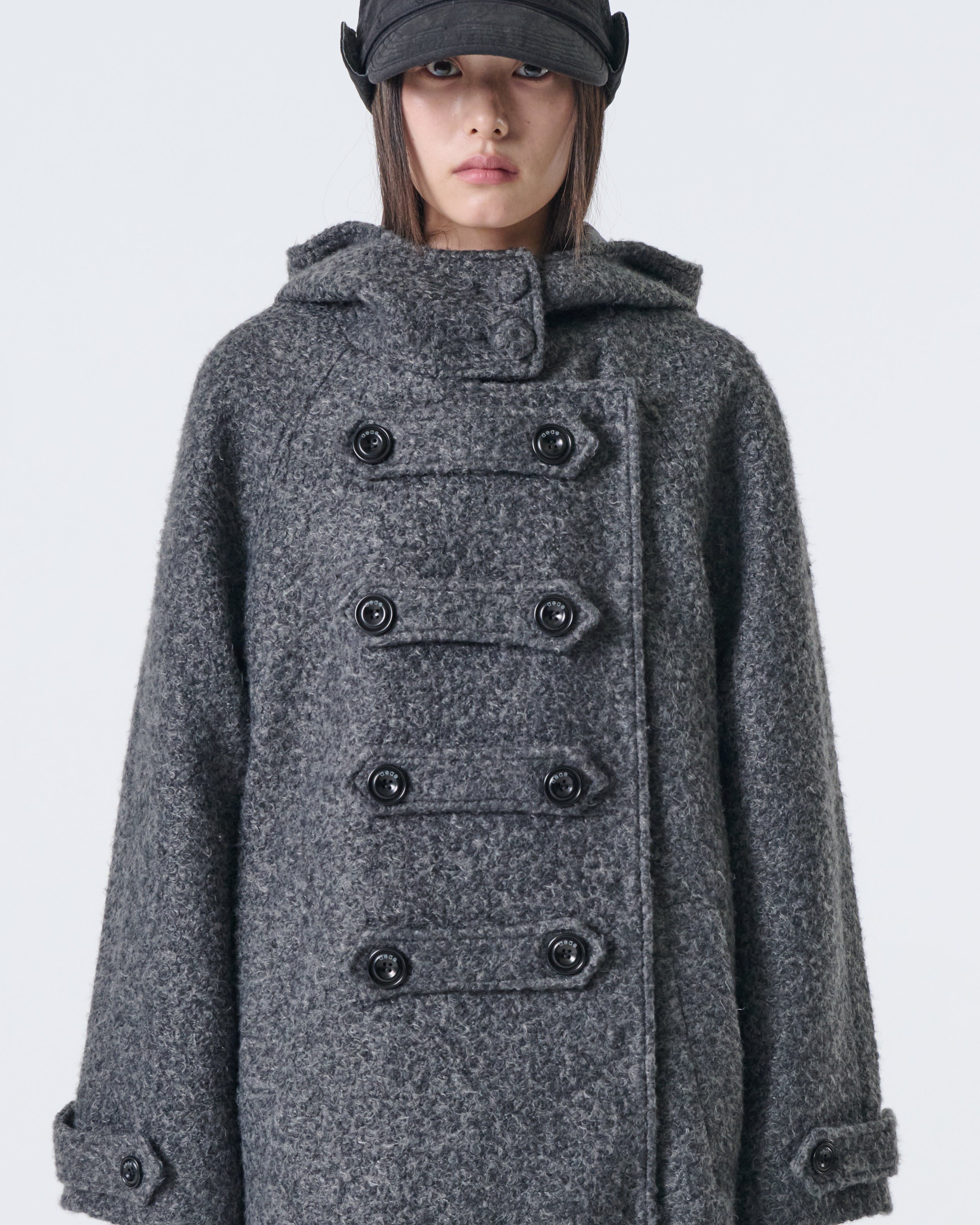 BIG BUTTON HALF COAT [CHARCOAL]