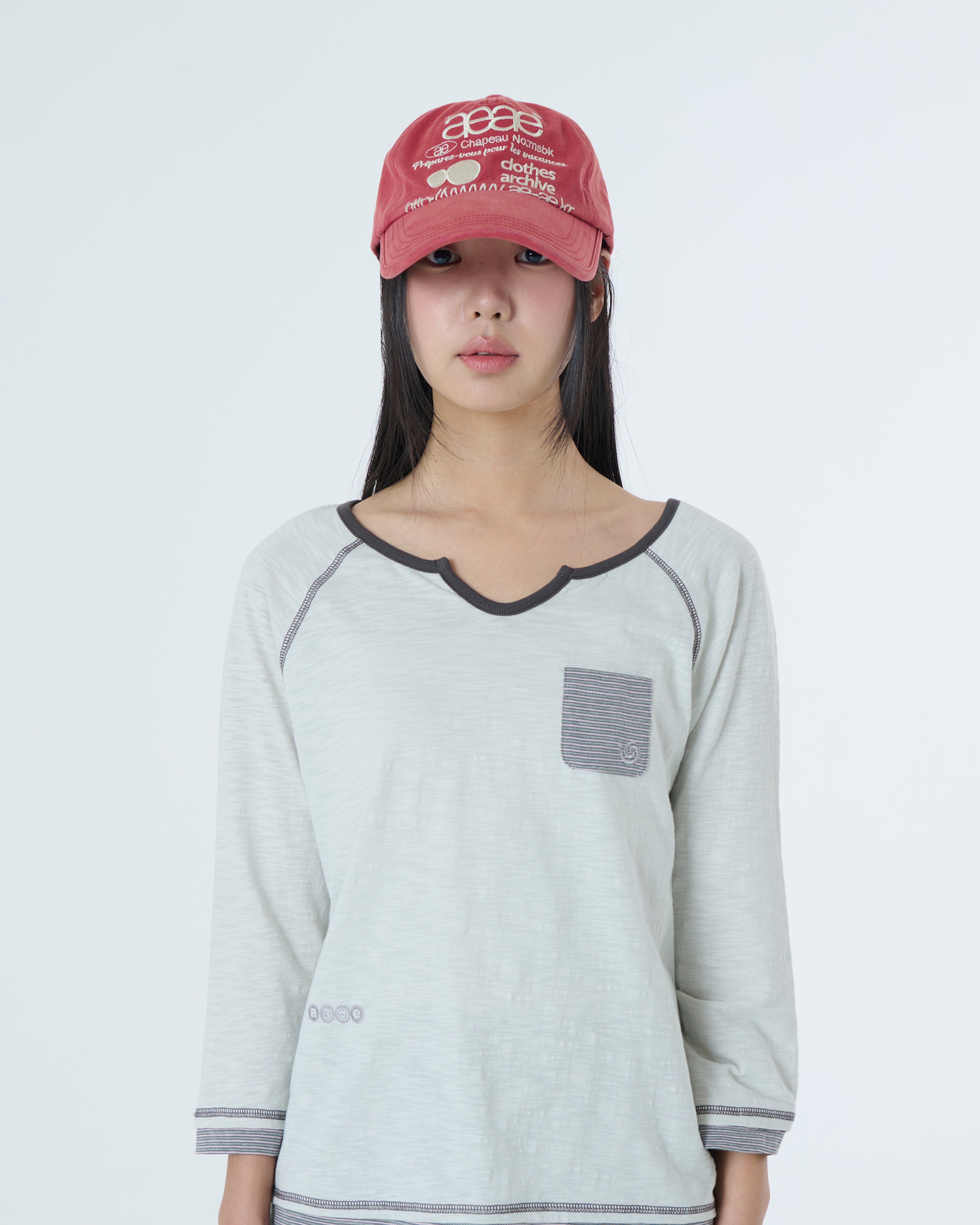 WEB LOGO WASHED 5 PANNEL BALL CAP [RED]