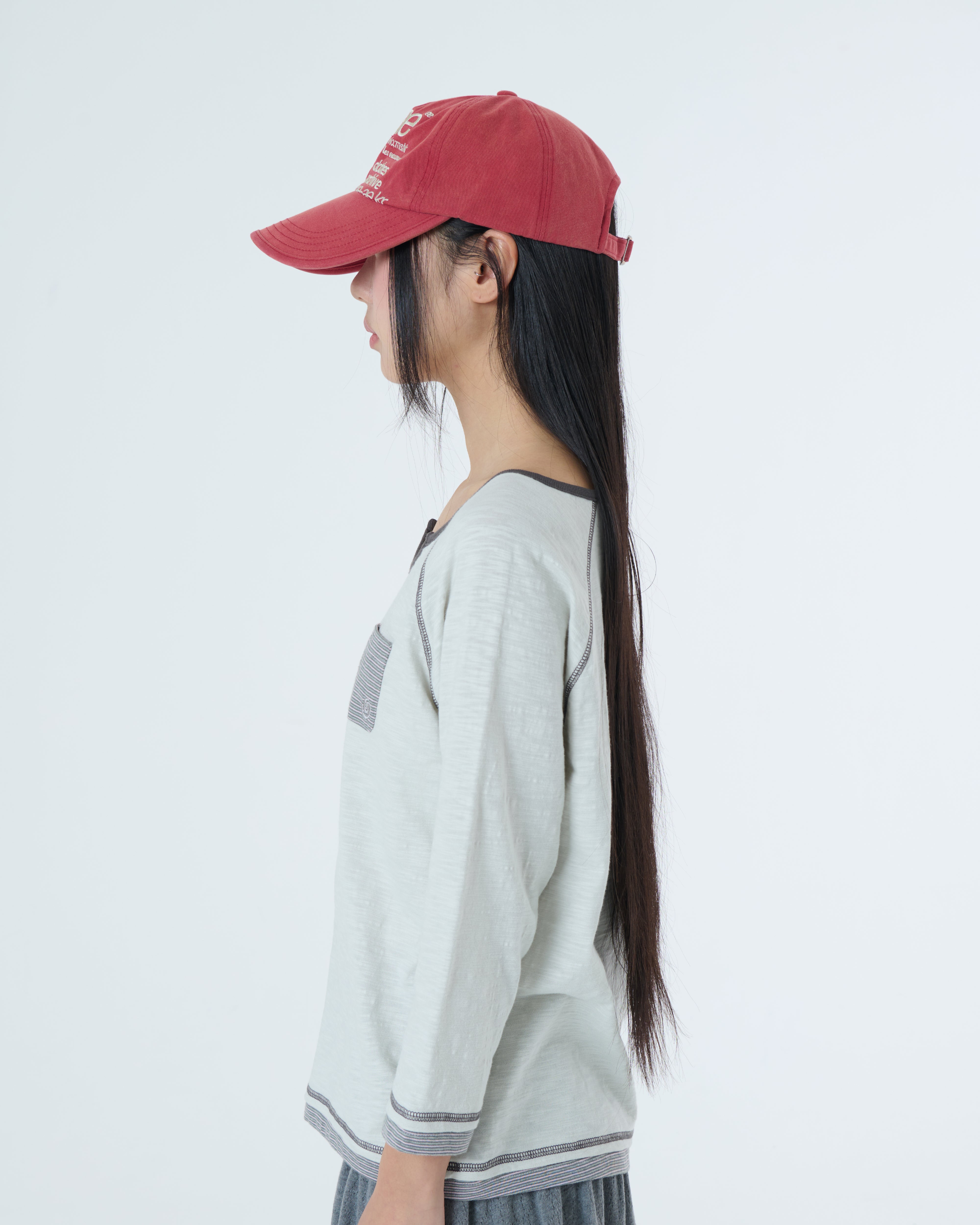 WEB LOGO WASHED 5 PANNEL BALL CAP [RED]