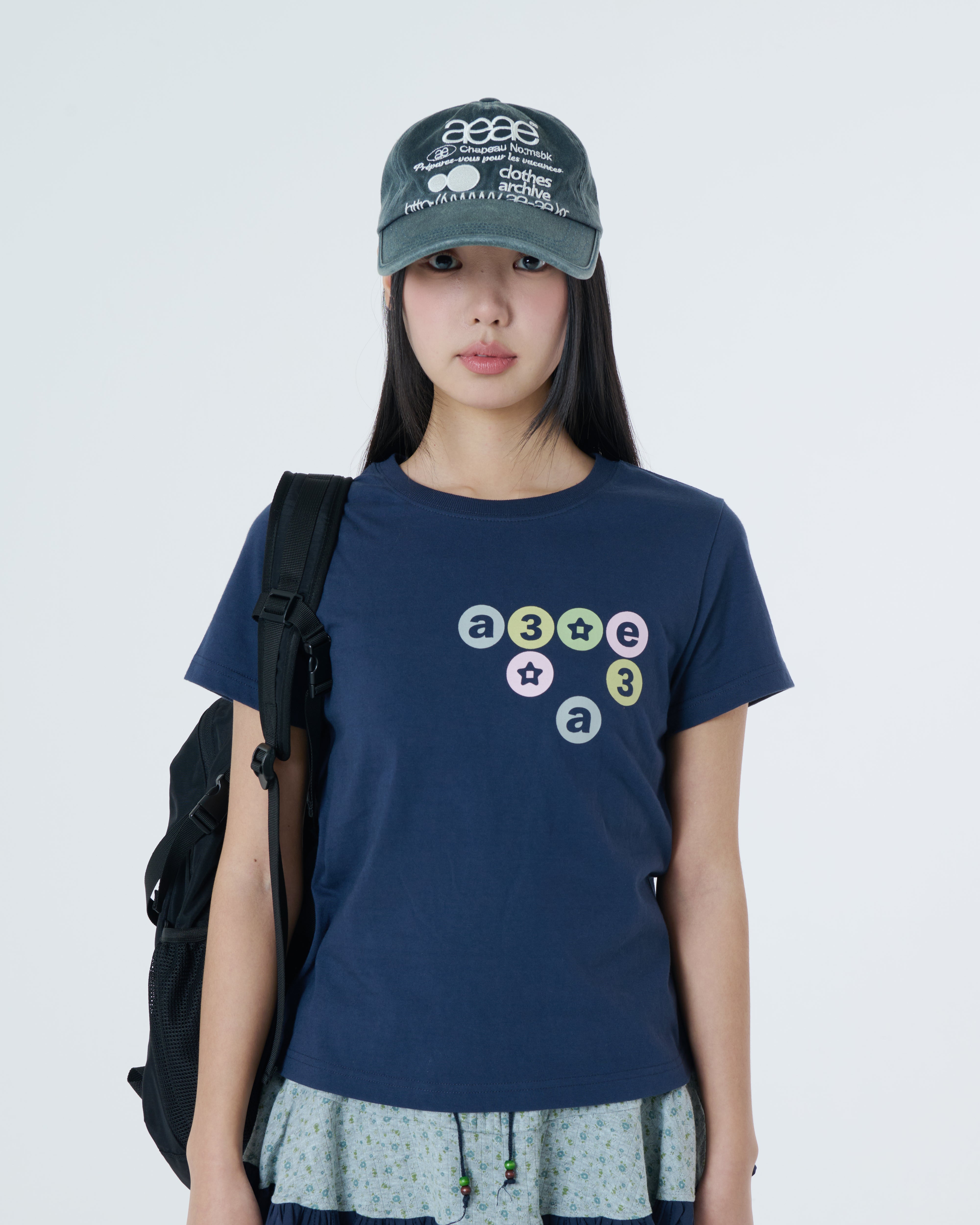 WEB LOGO WASHED 5 PANNEL BALL CAP [NAVY]