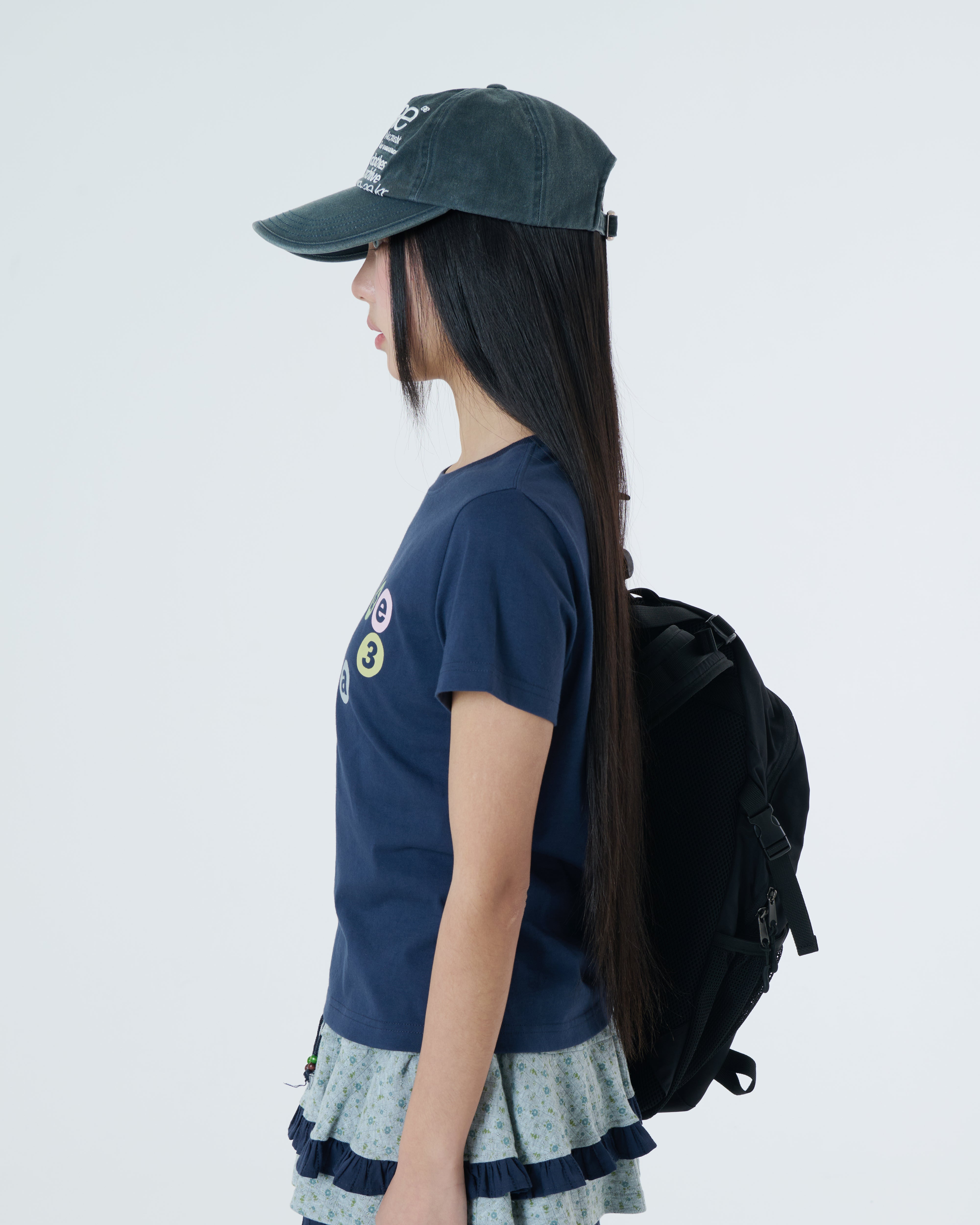 WEB LOGO WASHED 5 PANNEL BALL CAP [NAVY]