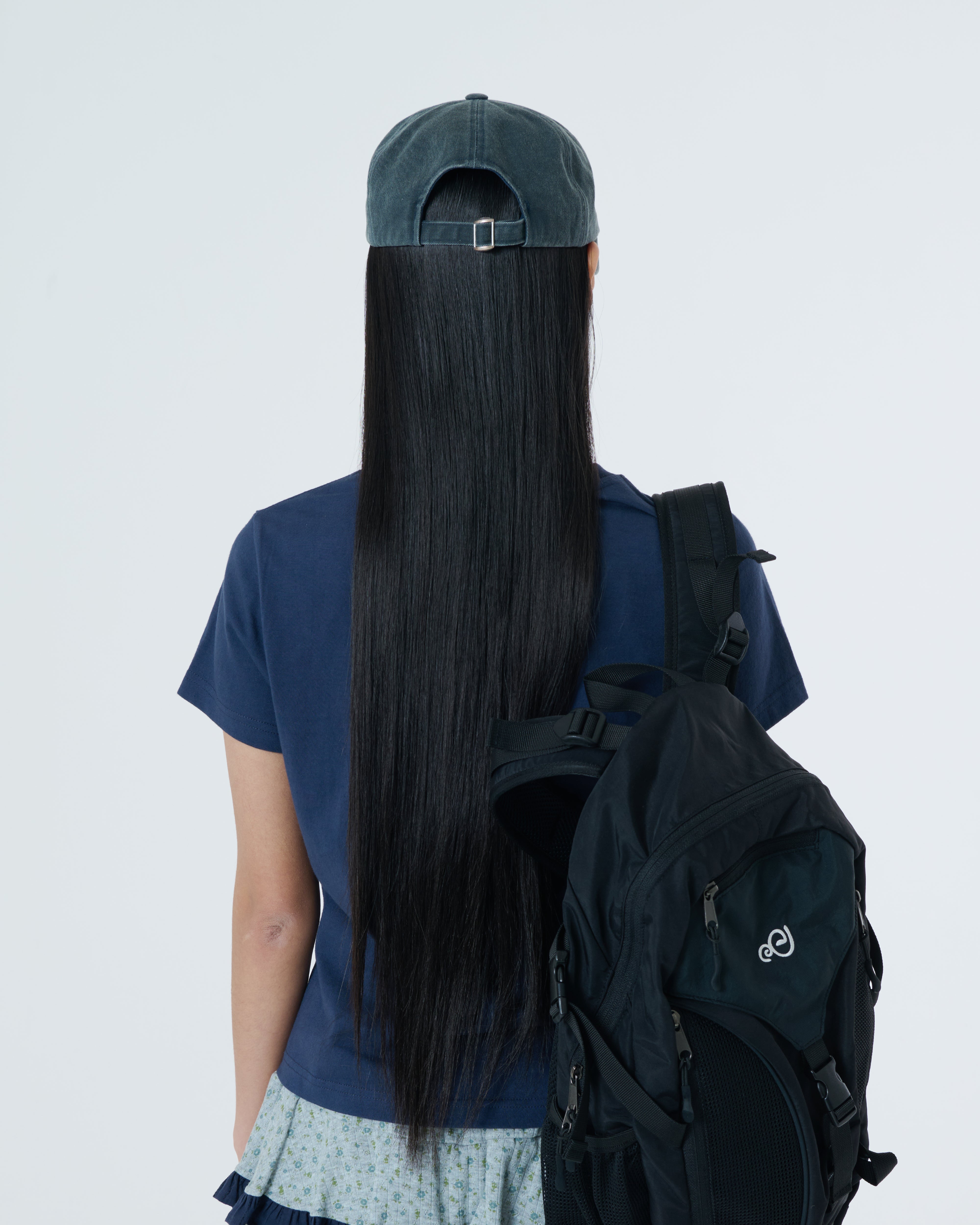WEB LOGO WASHED 5 PANNEL BALL CAP [NAVY]