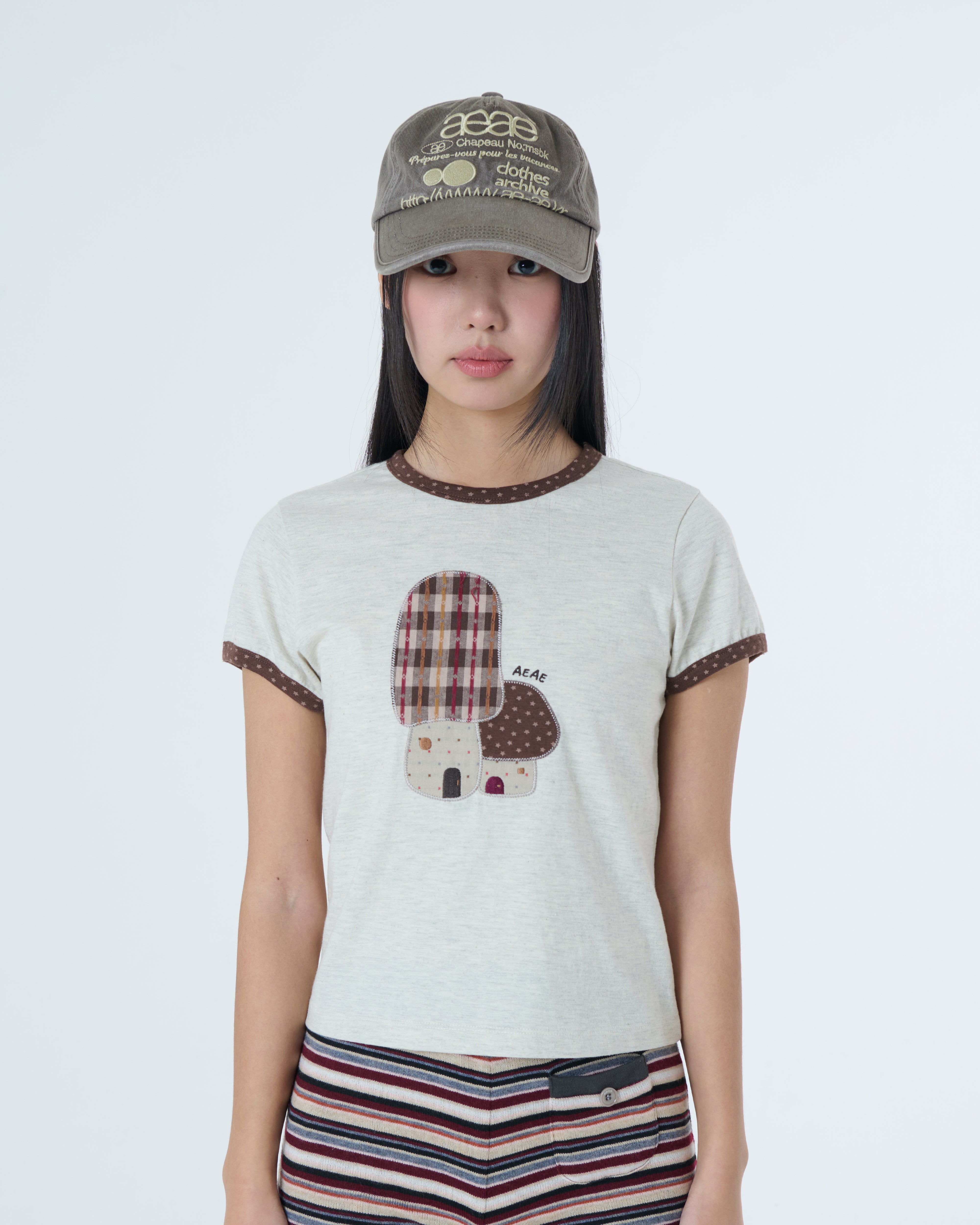 WEB LOGO WASHED 5 PANNEL BALL CAP [BROWN]
