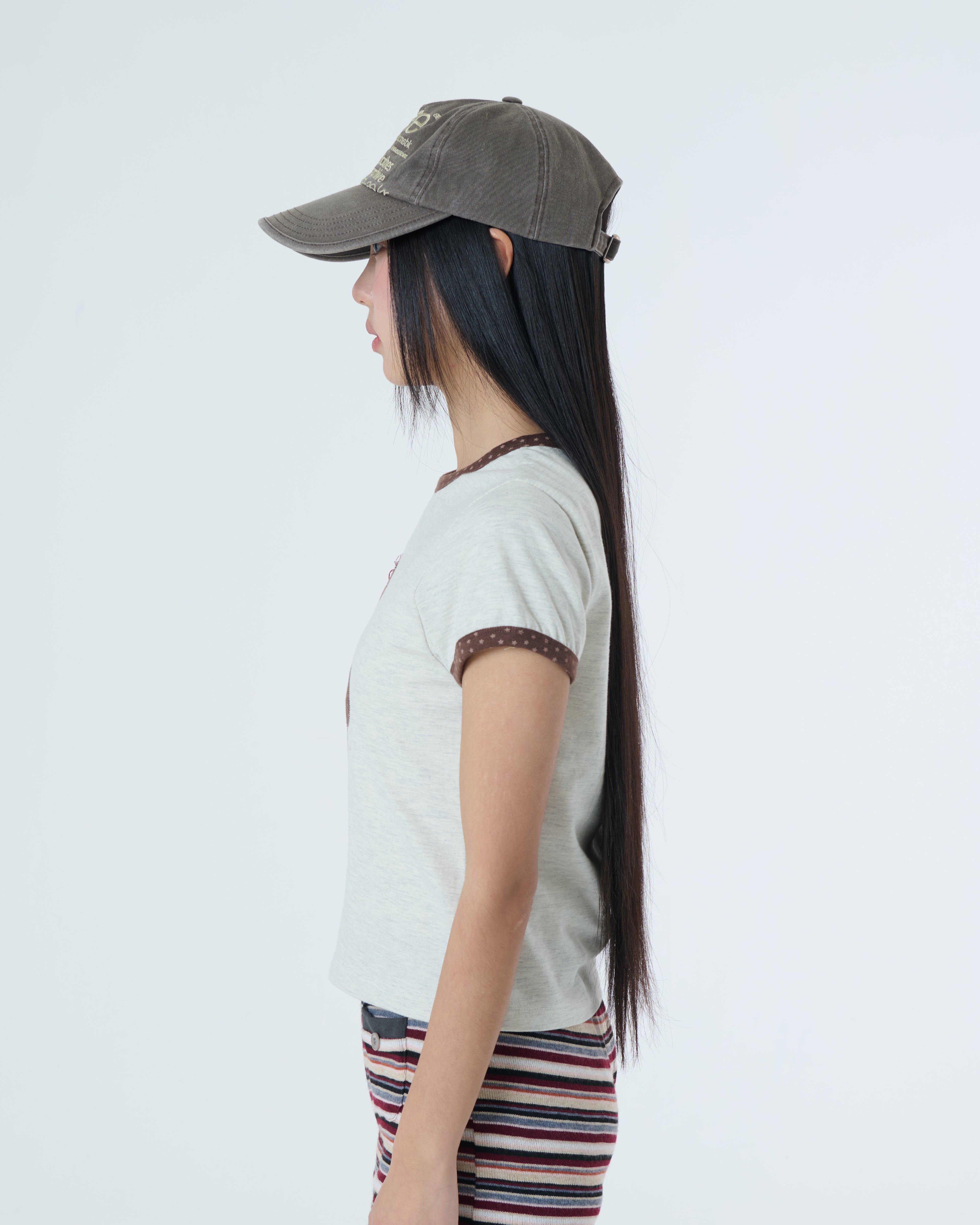 WEB LOGO WASHED 5 PANNEL BALL CAP [BROWN]