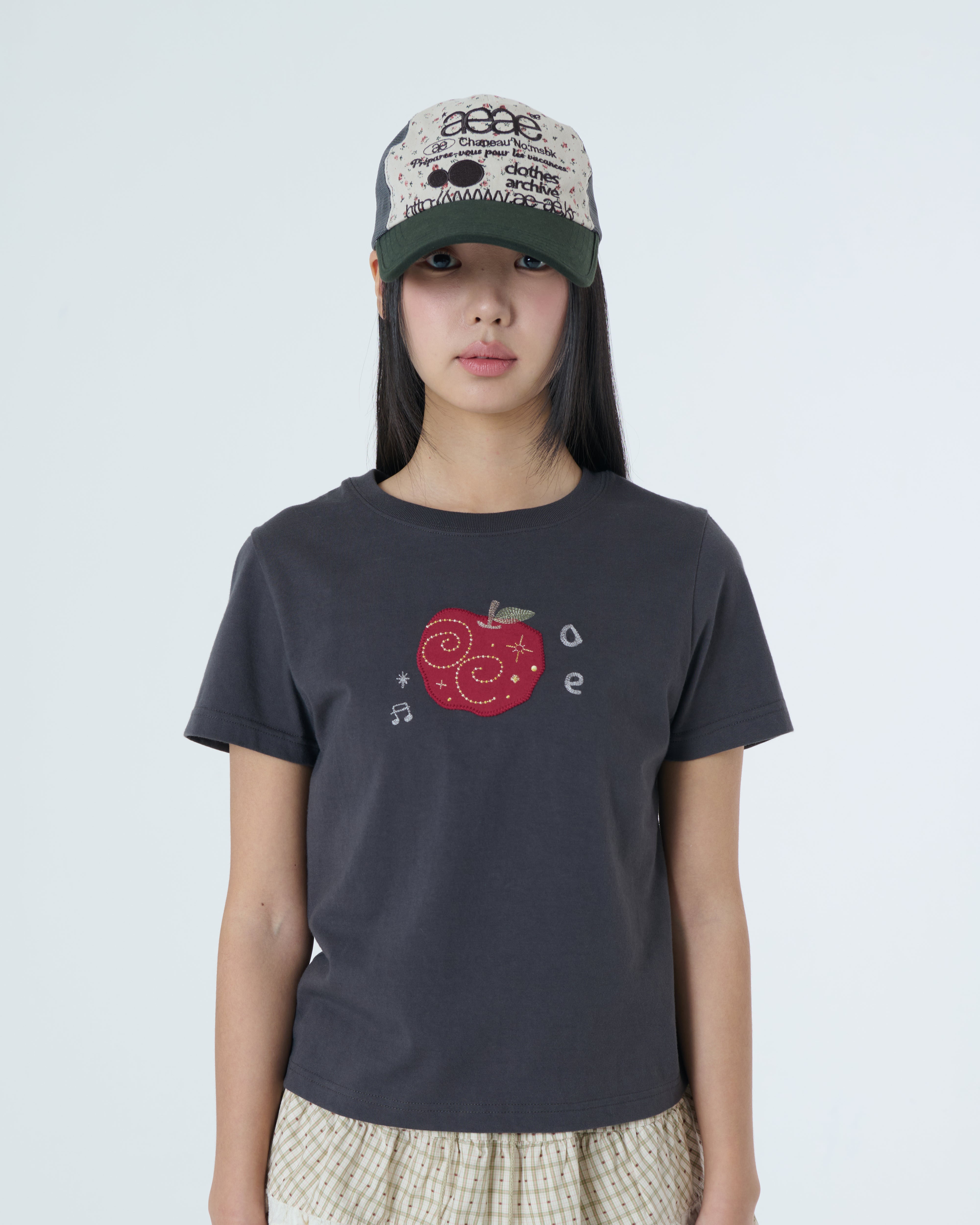 WEB LOGO FLOWER MESH CAP [BEIGE/DARK GREEN]