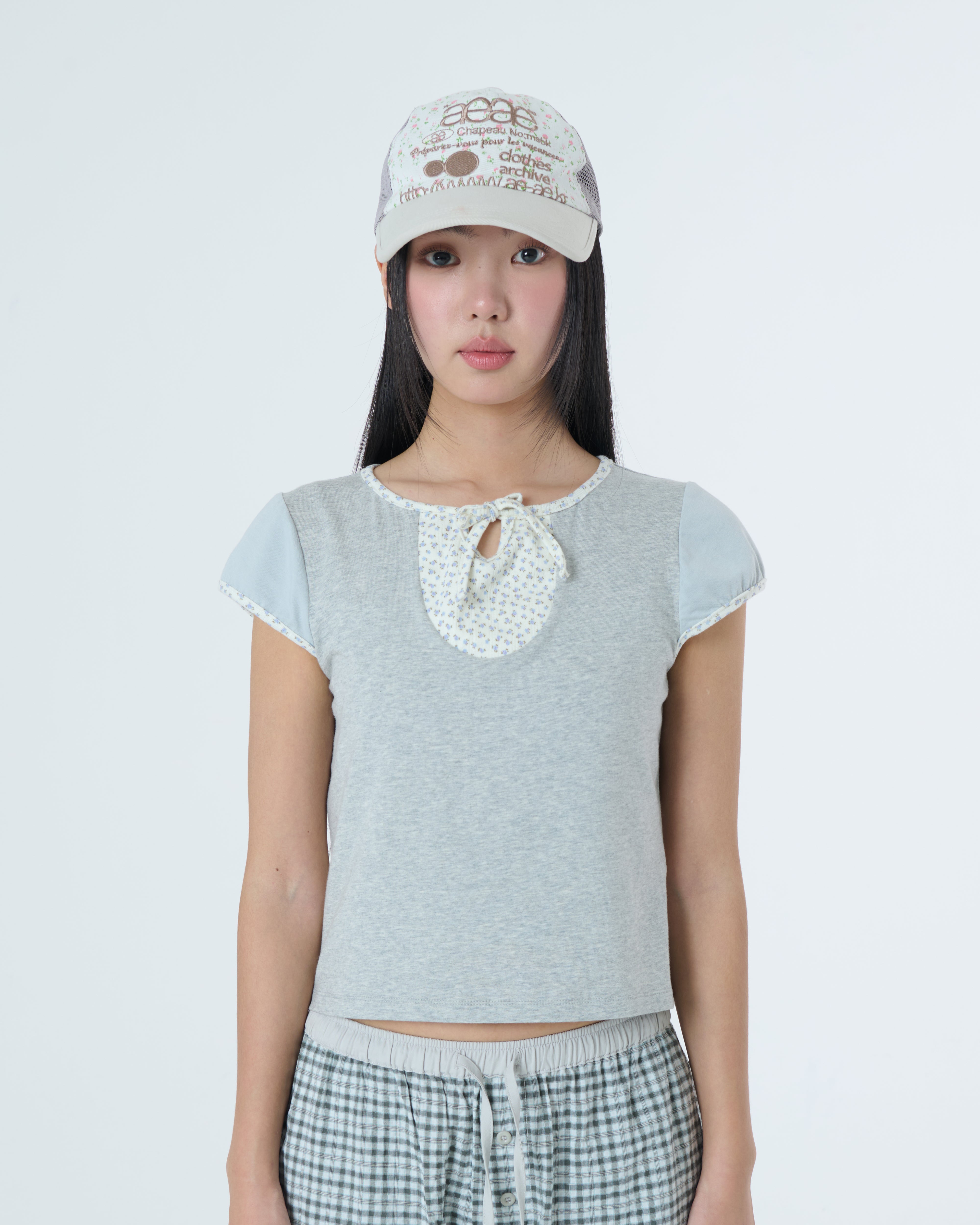 FLOWER BLOCK TEE [MELANGE GREY]