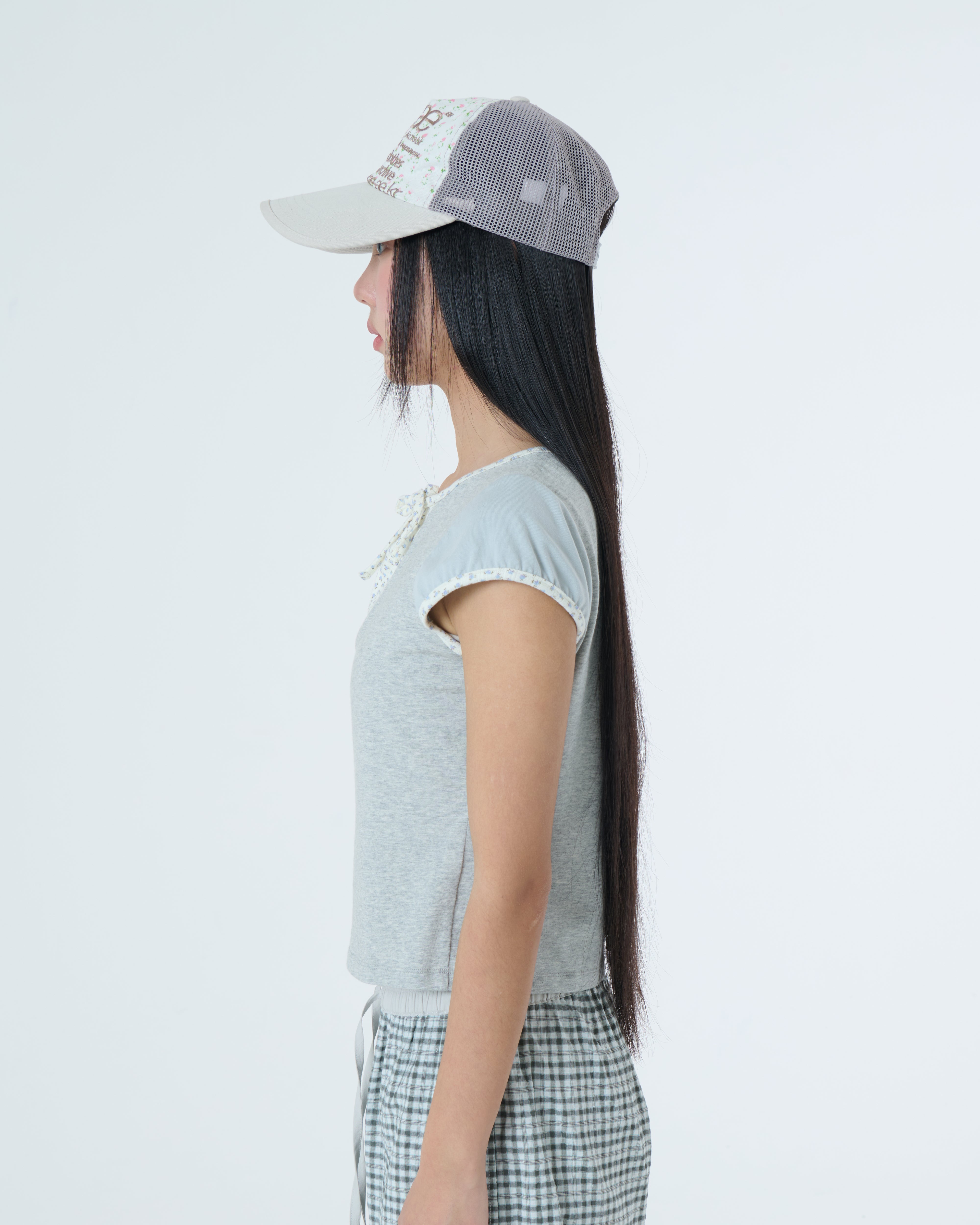 WEB LOGO FLOWER MESH CAP [WHITE/BEIGE]