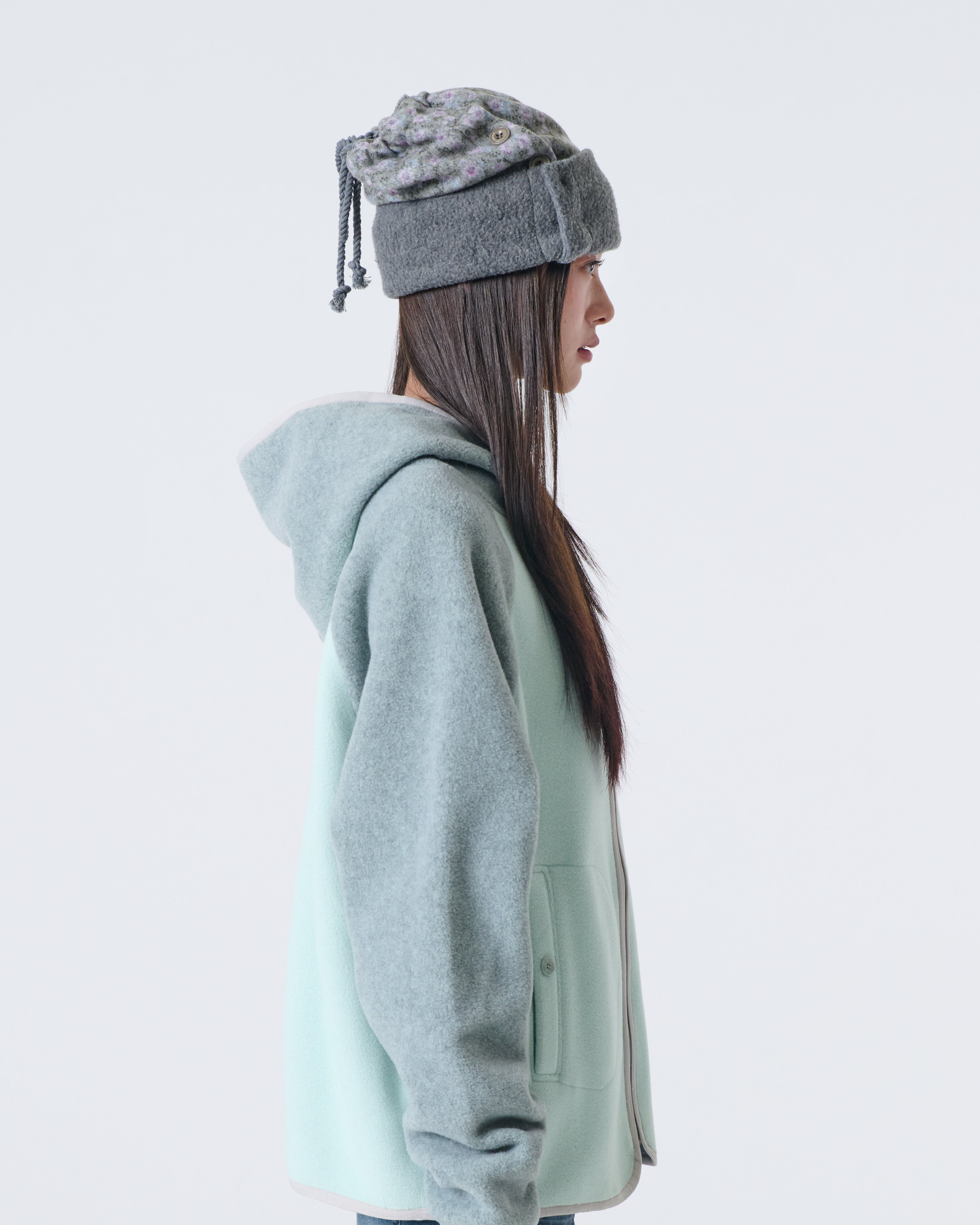 FLEECE NECK WARMER BEANIE [KHAKI]