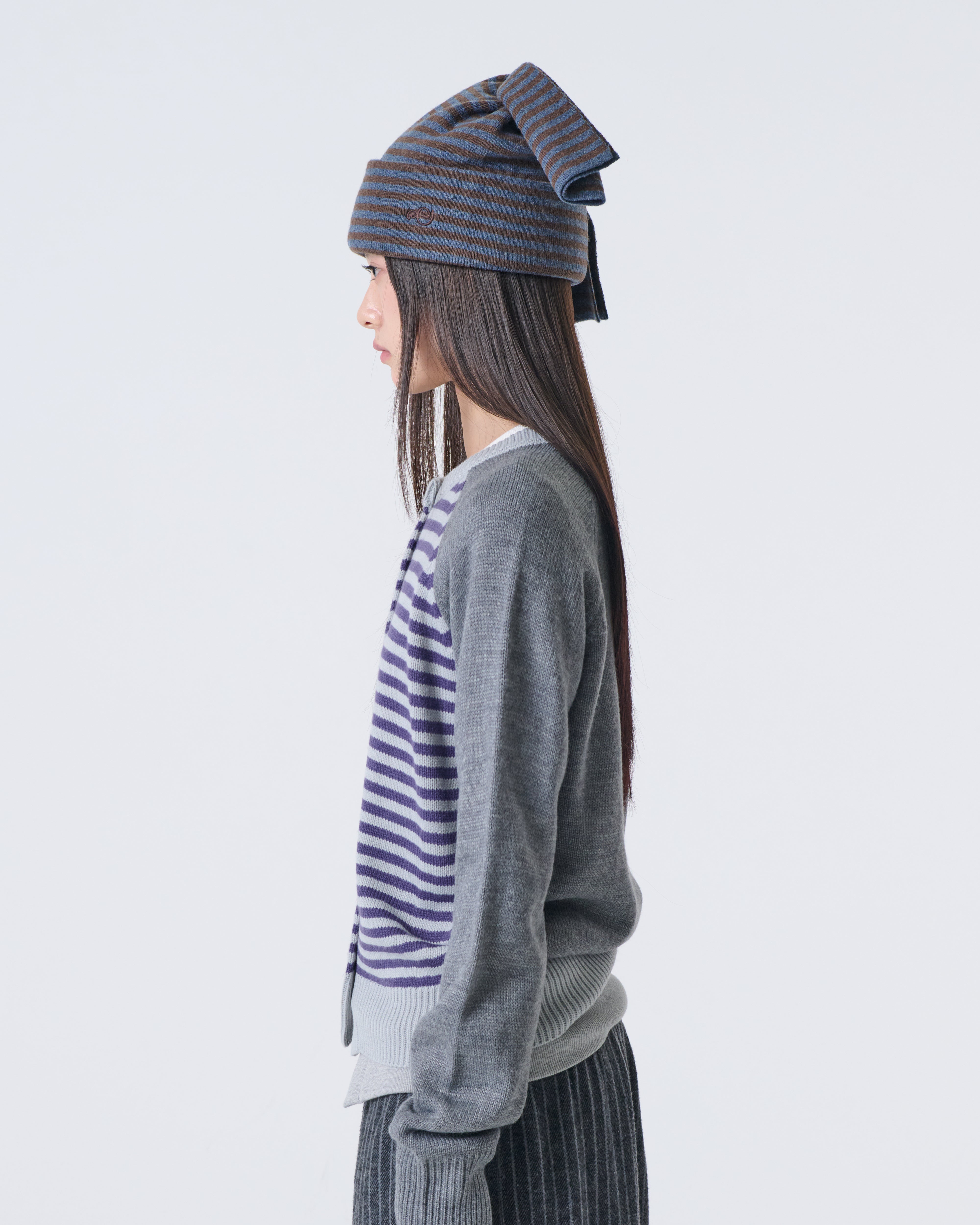 STRIPE BLOCK CARDIGAN [GREY]