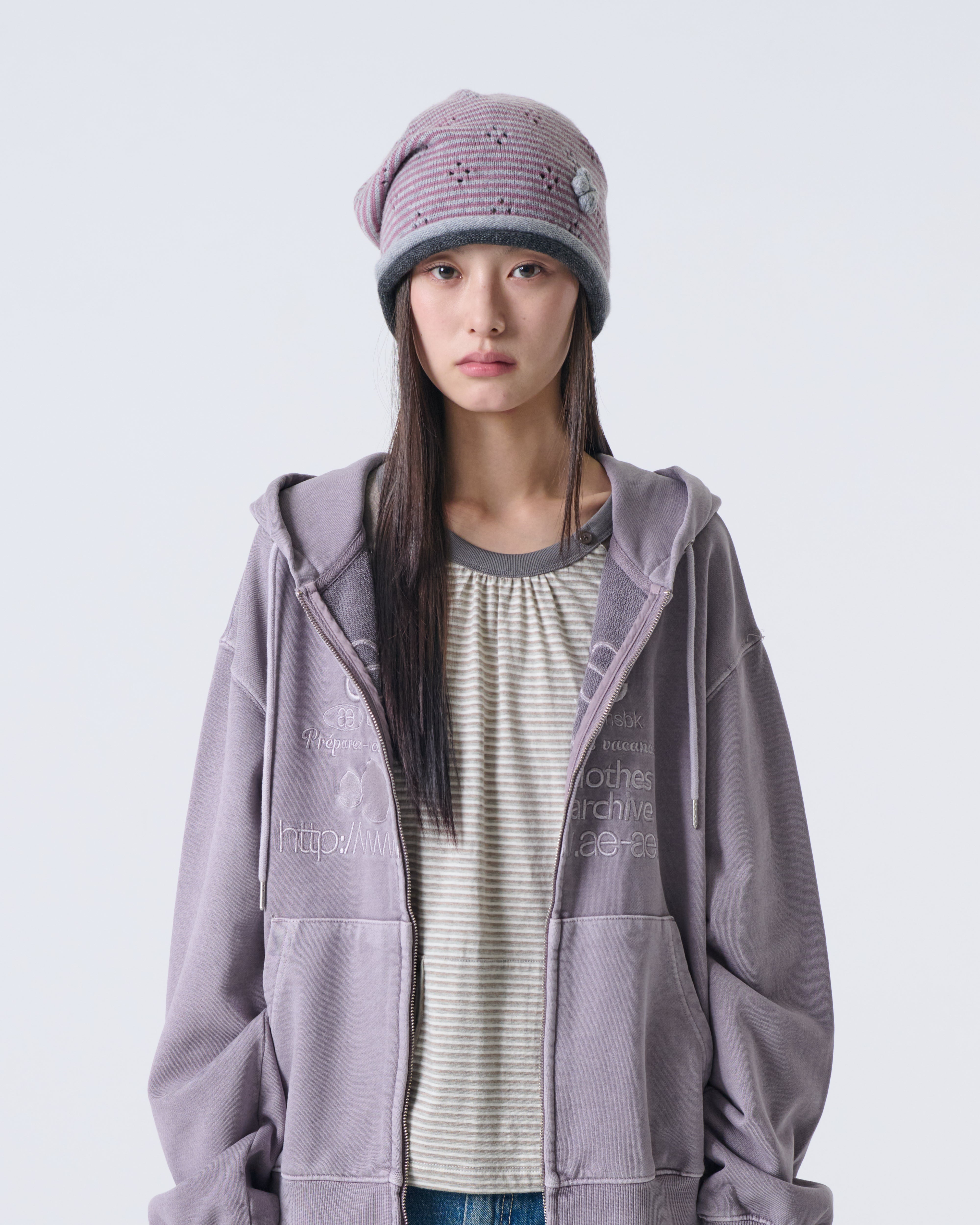 WEB LOGO WASHED HOOD ZIP UP [PURPLE GREY]