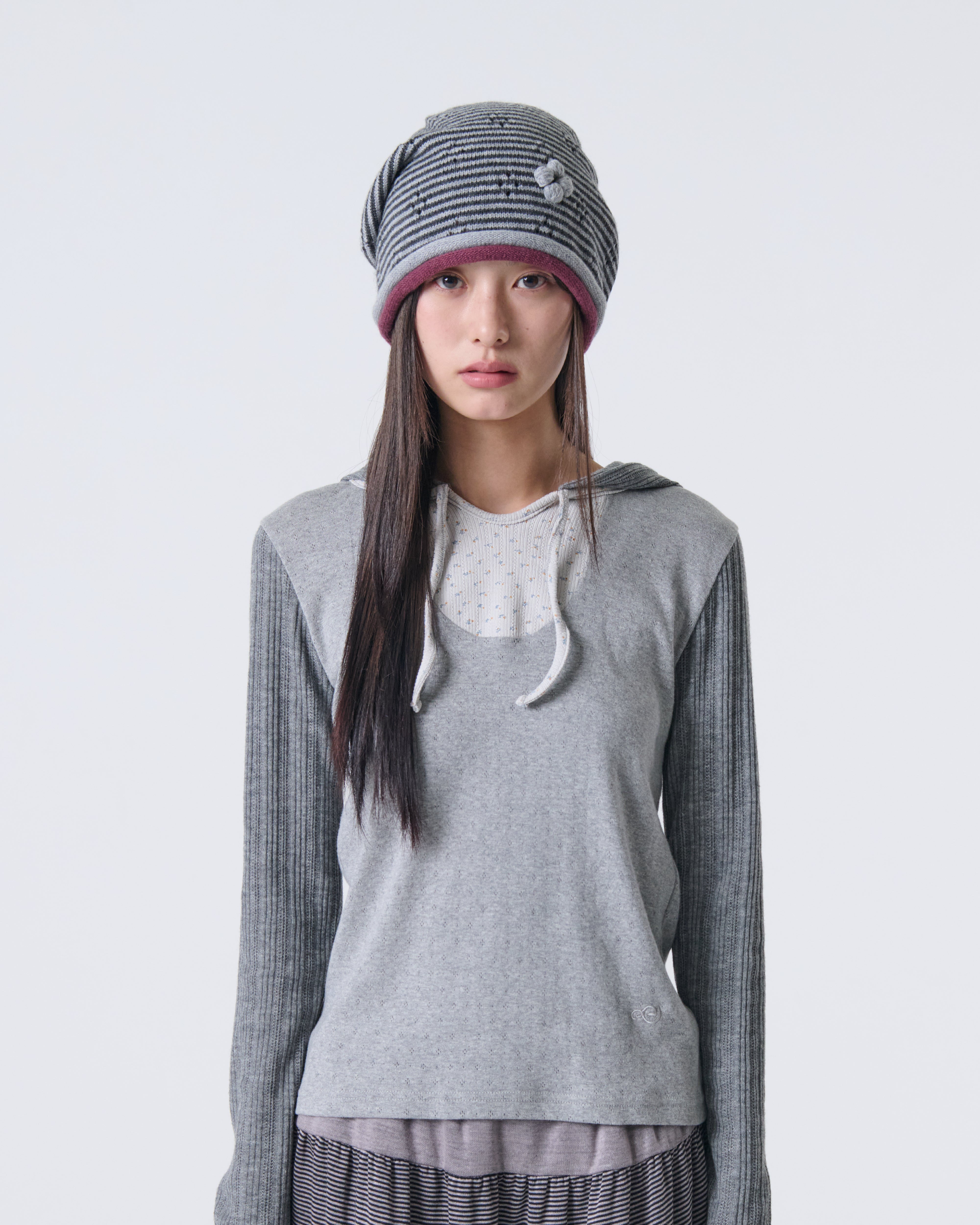 FLOWER BLOCK HOODIE [GREY]