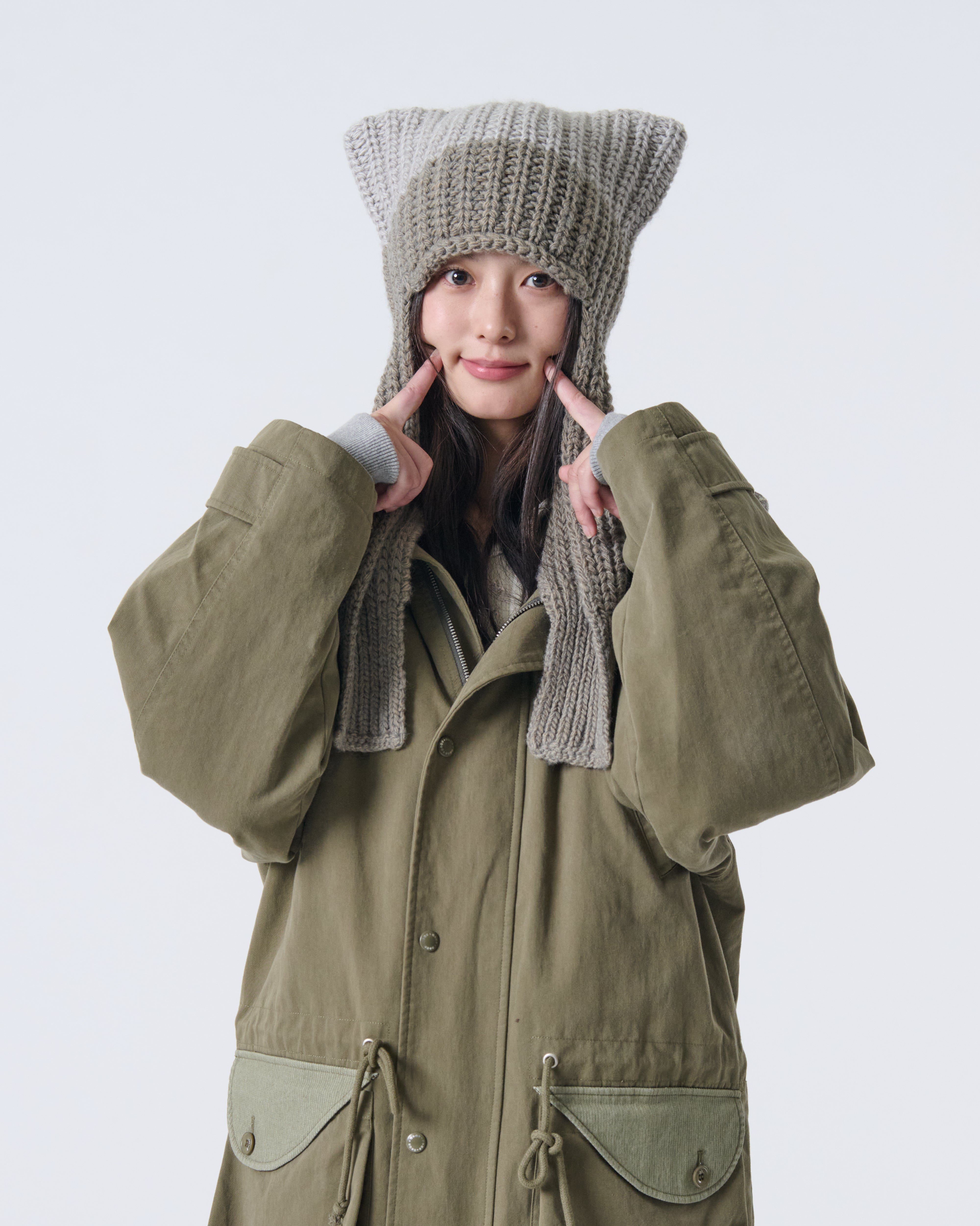 BULKY SQUARE BEANIE [OLIVE]