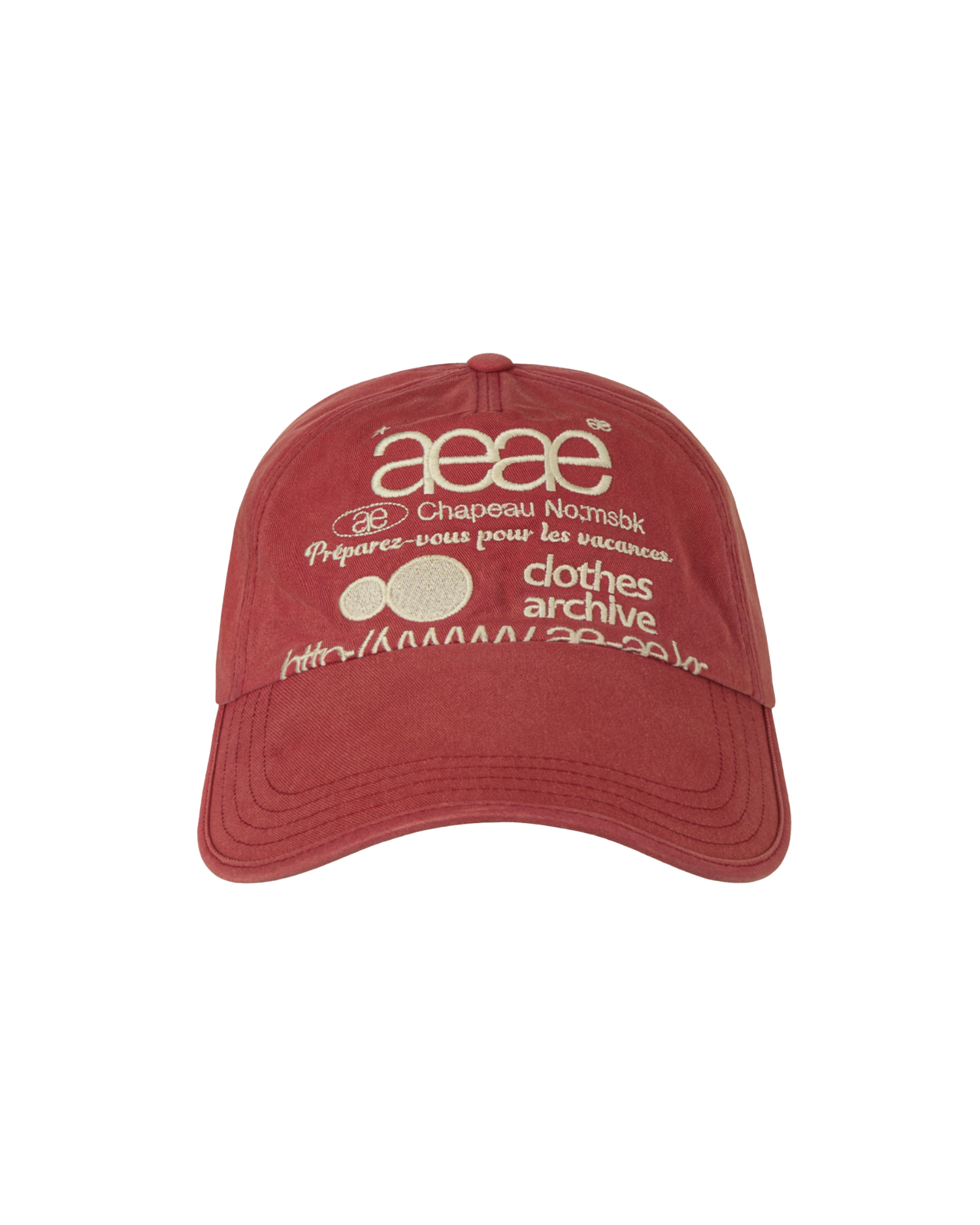 WEB LOGO WASHED 5 PANNEL BALL CAP [RED]