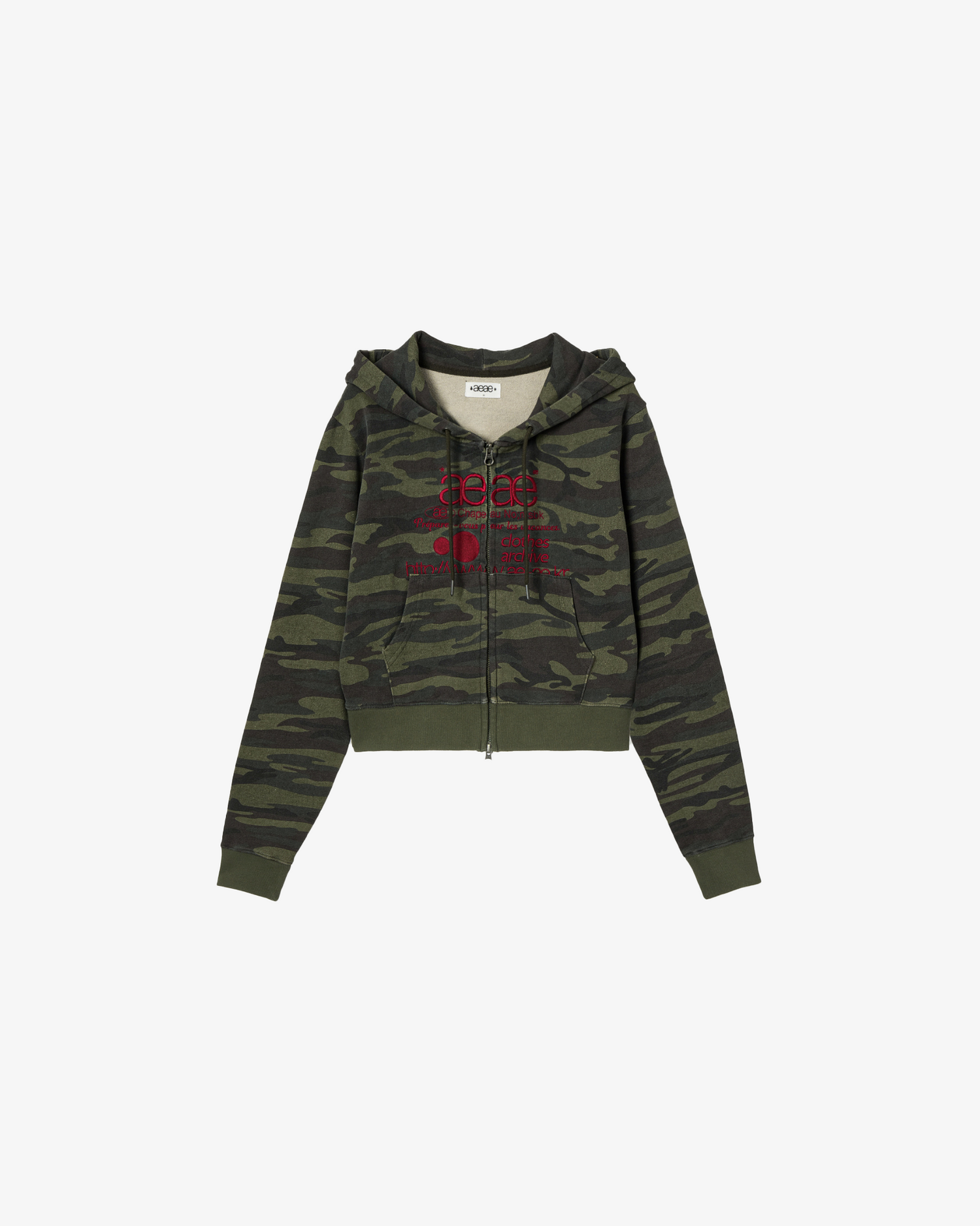 【10月中旬お届けアイテム】WEB LOGO CROP HOOD ZIP UP [CAMO GREEN]