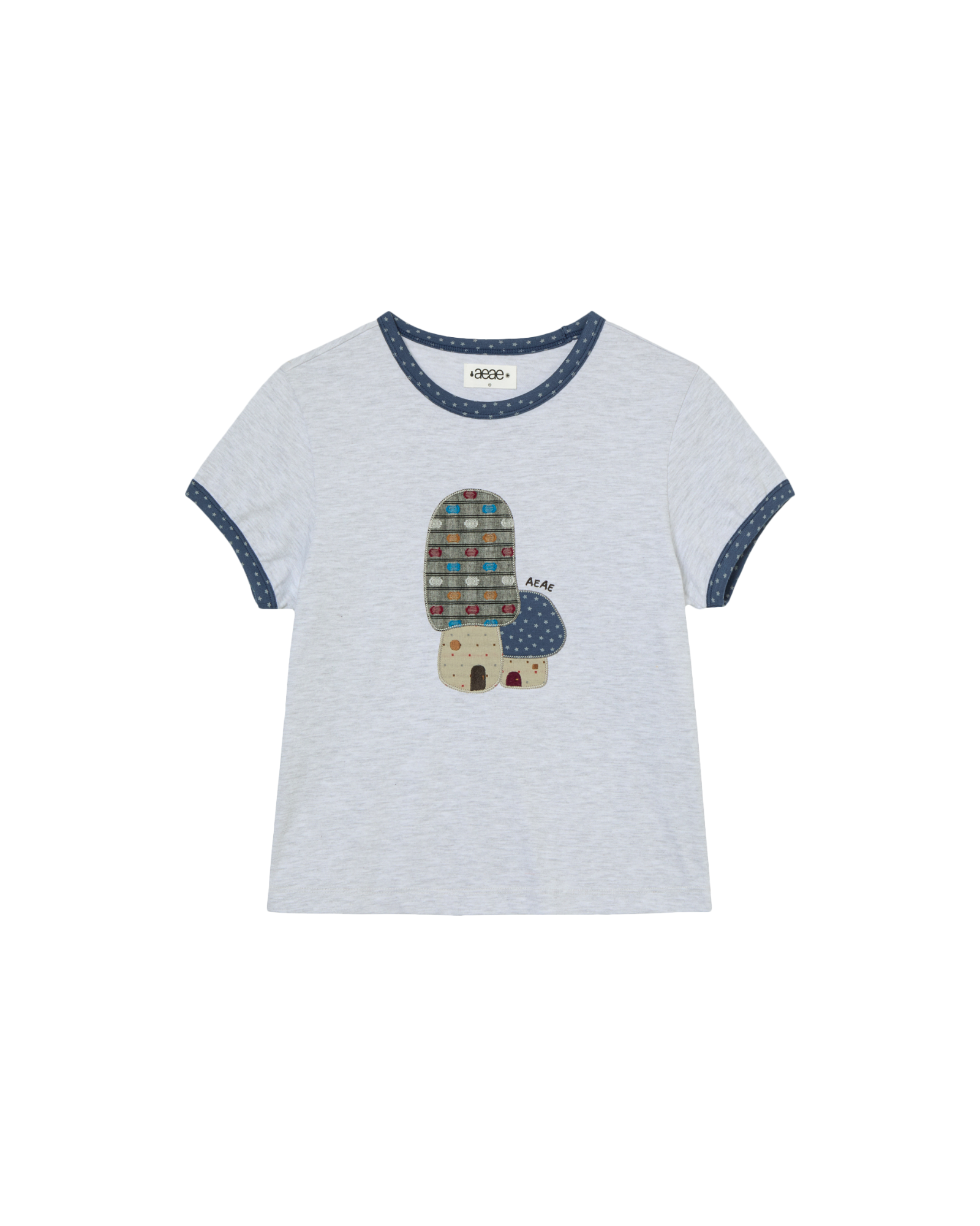 MUSHROOM APPLIQUE TEE [LIGHT GREY]