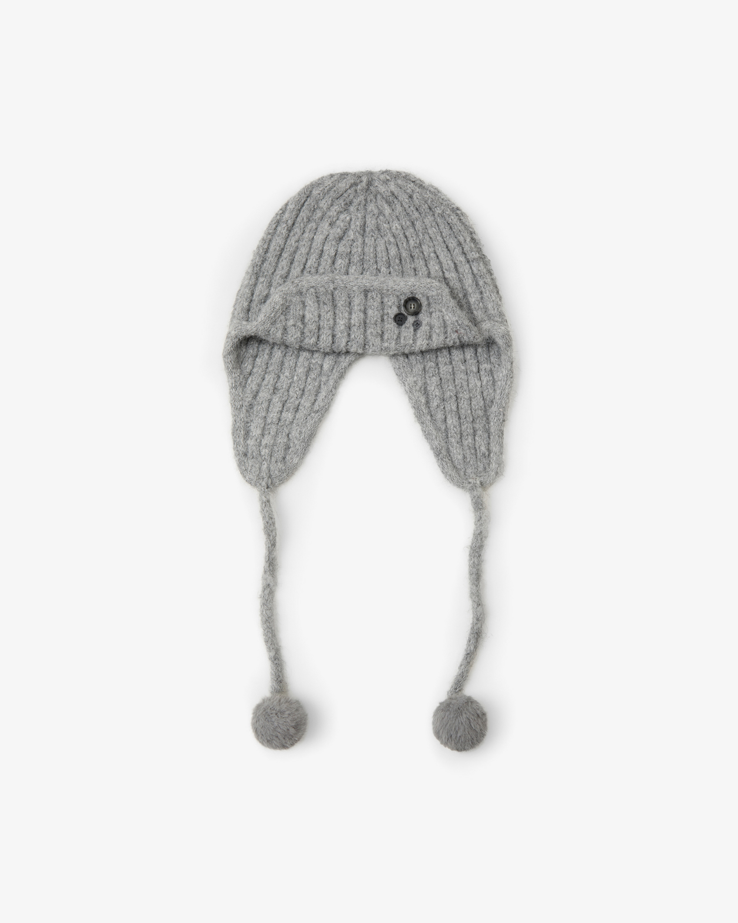 BUTTON KNIT TROOPER BEANIE [GREY]