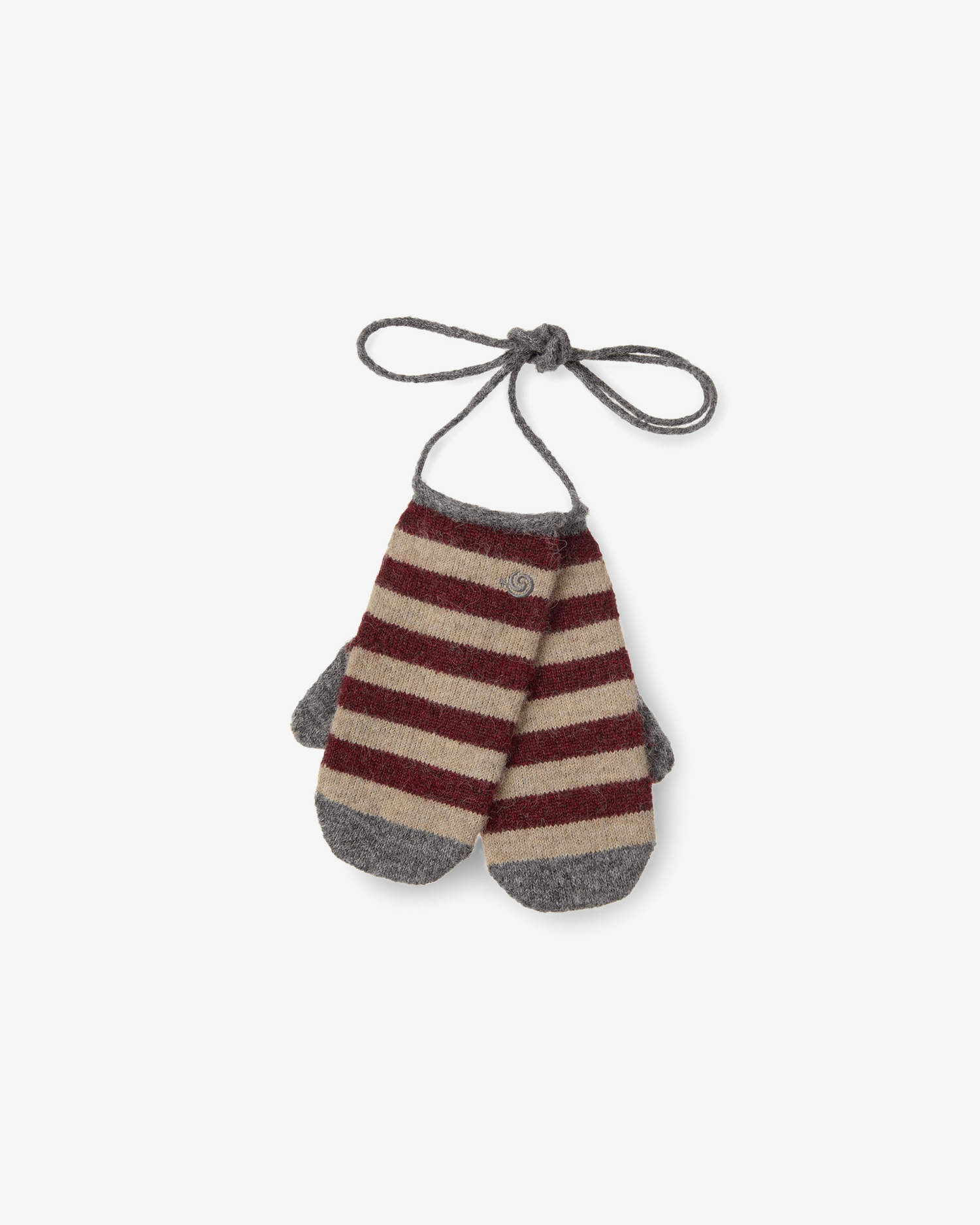 STRIPE MITTEN GLOVES [BURGUNDY］