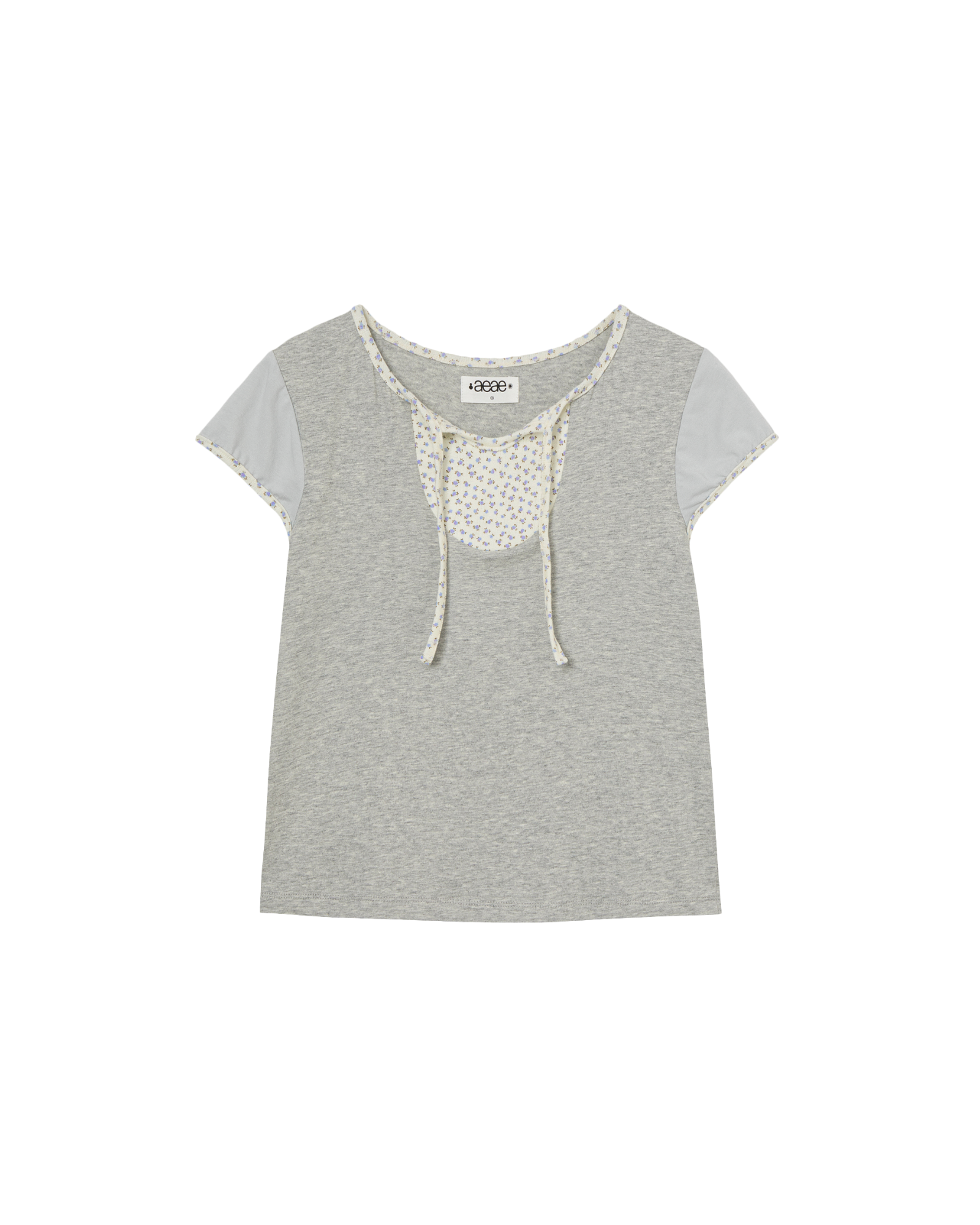 FLOWER BLOCK TEE [MELANGE GREY]
