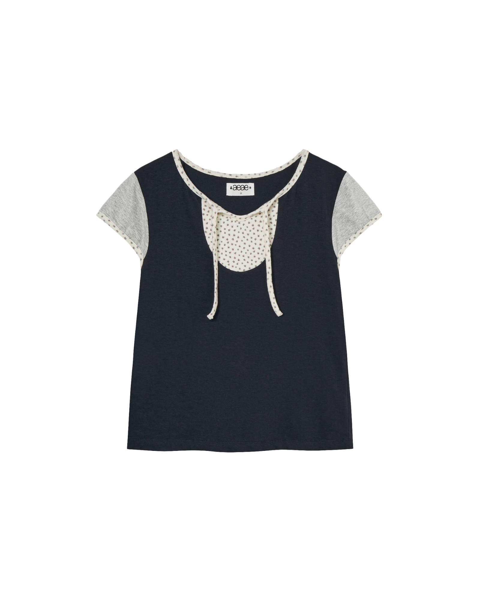 FLOWER BLOCK TEE [NAVY]