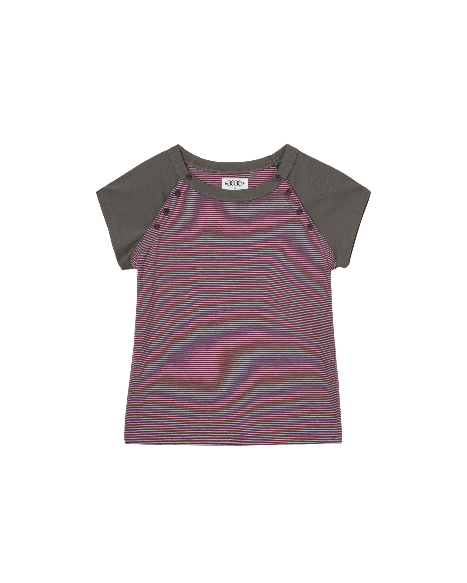 STRIPE BUTTON RAGLAN TEE [PURPLE]