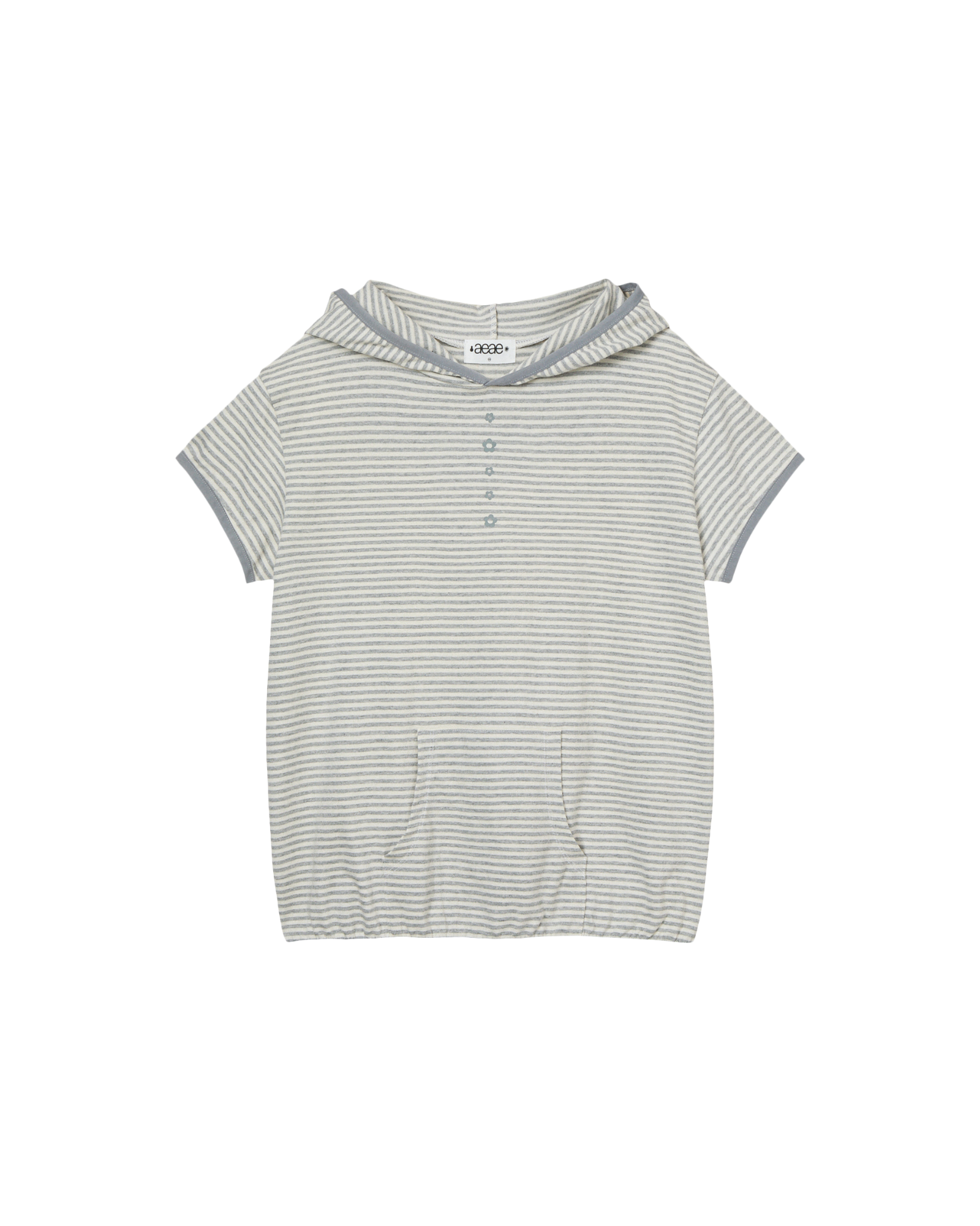 STRIPE HALF SLEEVE HOODIE [GREY]