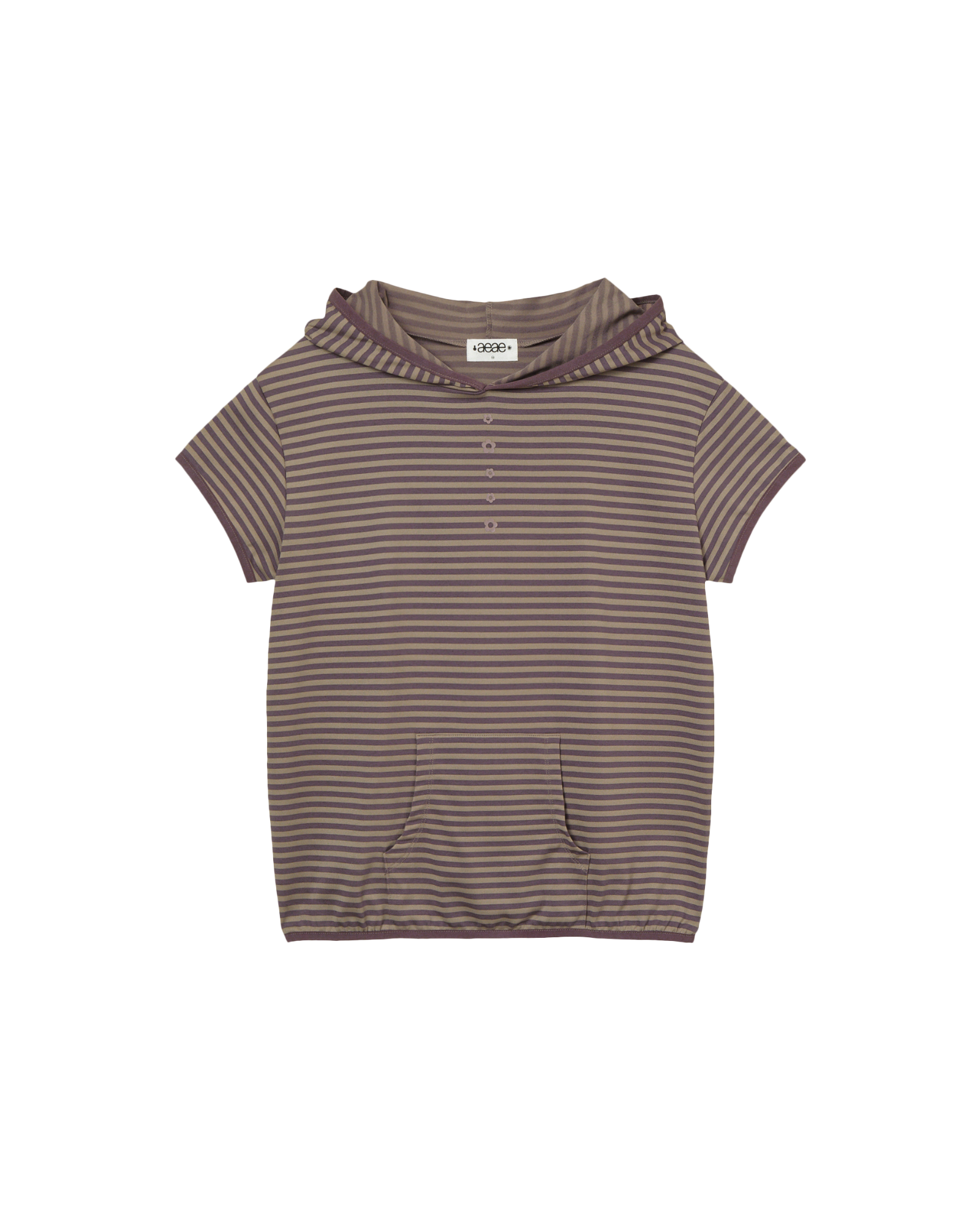 STRIPE HALF SLEEVE HOODIE [PURPLE]