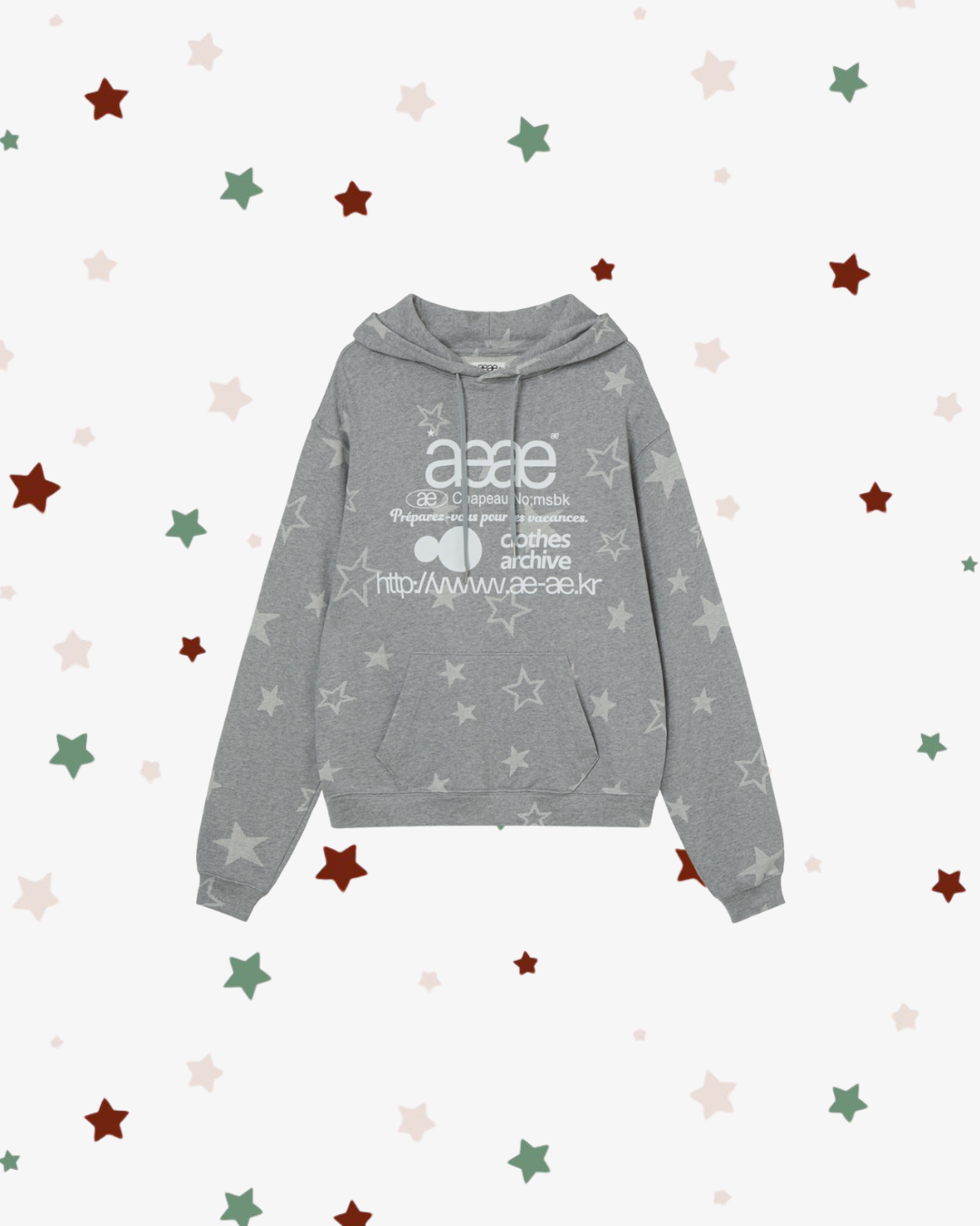 WEB LOGO STAR LOOSED HOODIE [GREY]