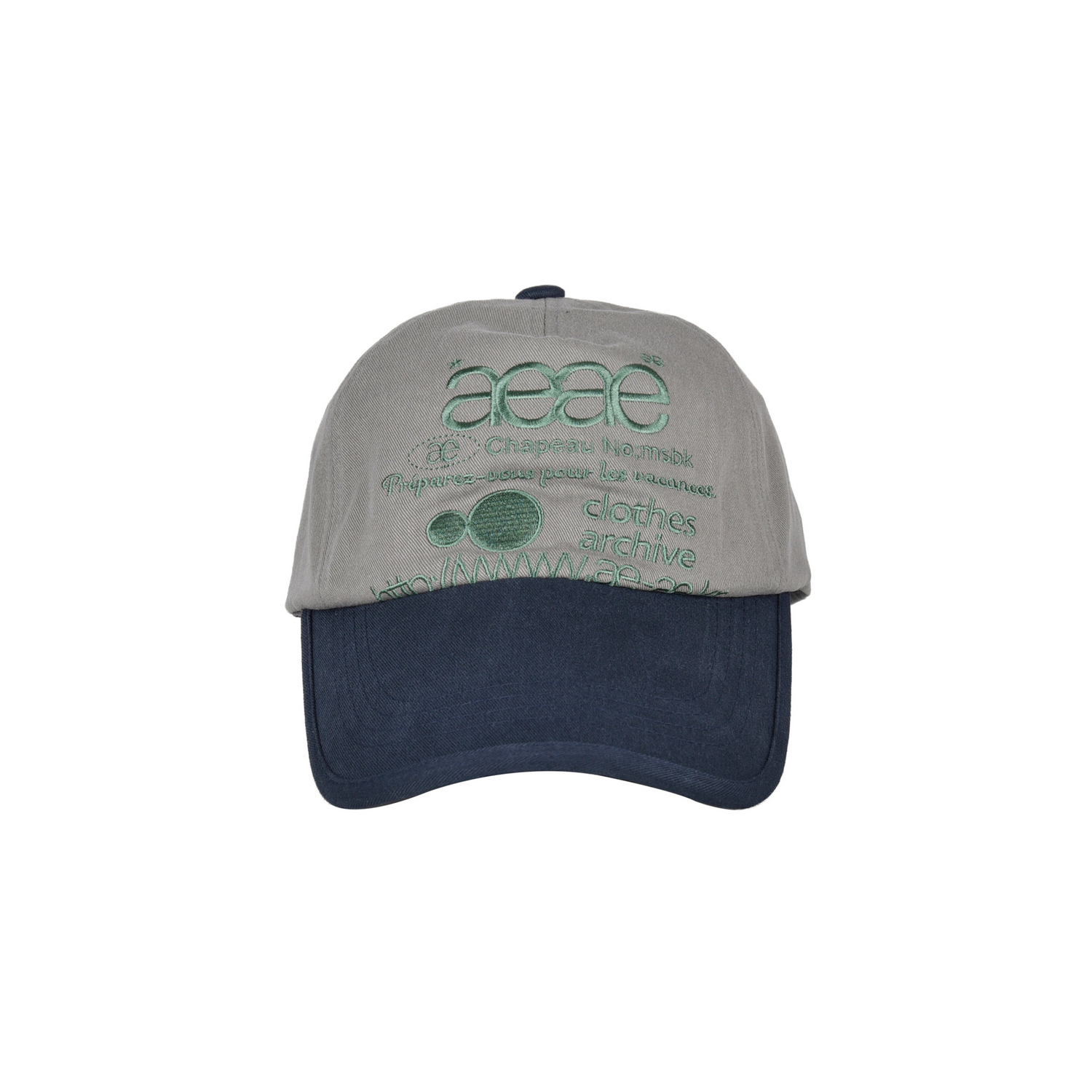 WEB LOGO 5 PANNEL BALL CAP [GREY/NAVY]