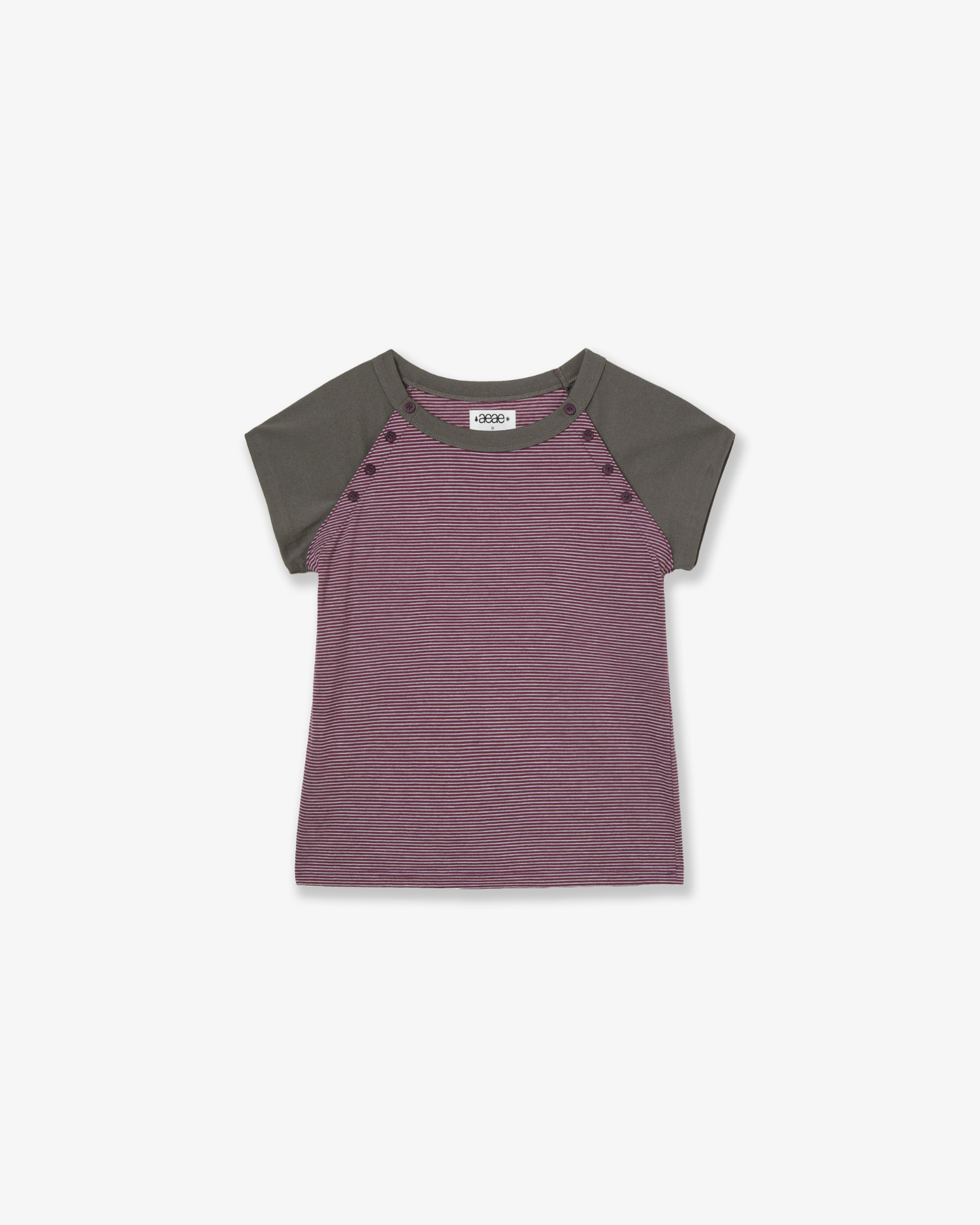 STRIPE BUTTON RAGLAN TEE [PURPLE]