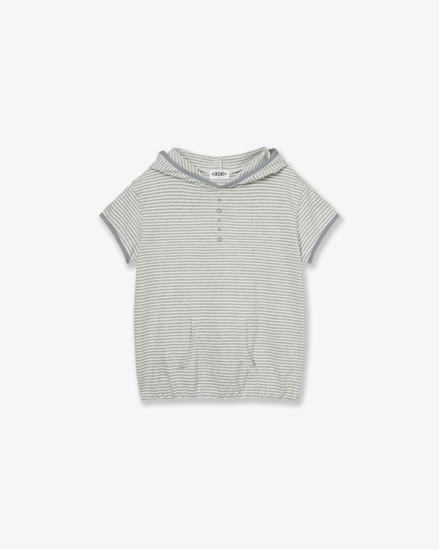 STRIPE HALF SLEEVE HOODIE [GREY]
