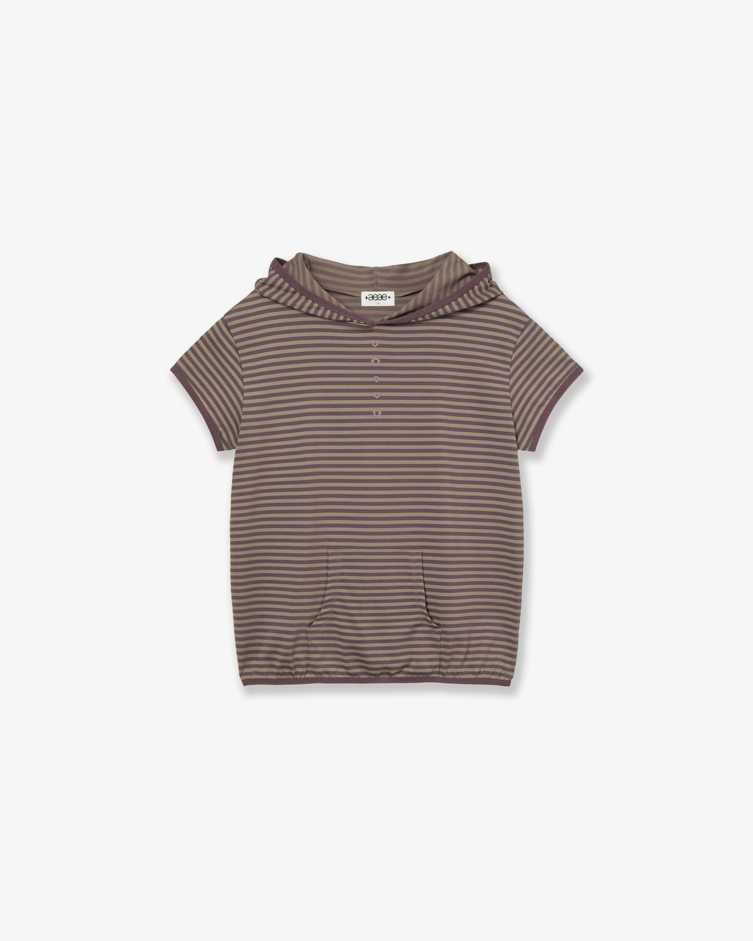 STRIPE HALF SLEEVE HOODIE [PURPLE]