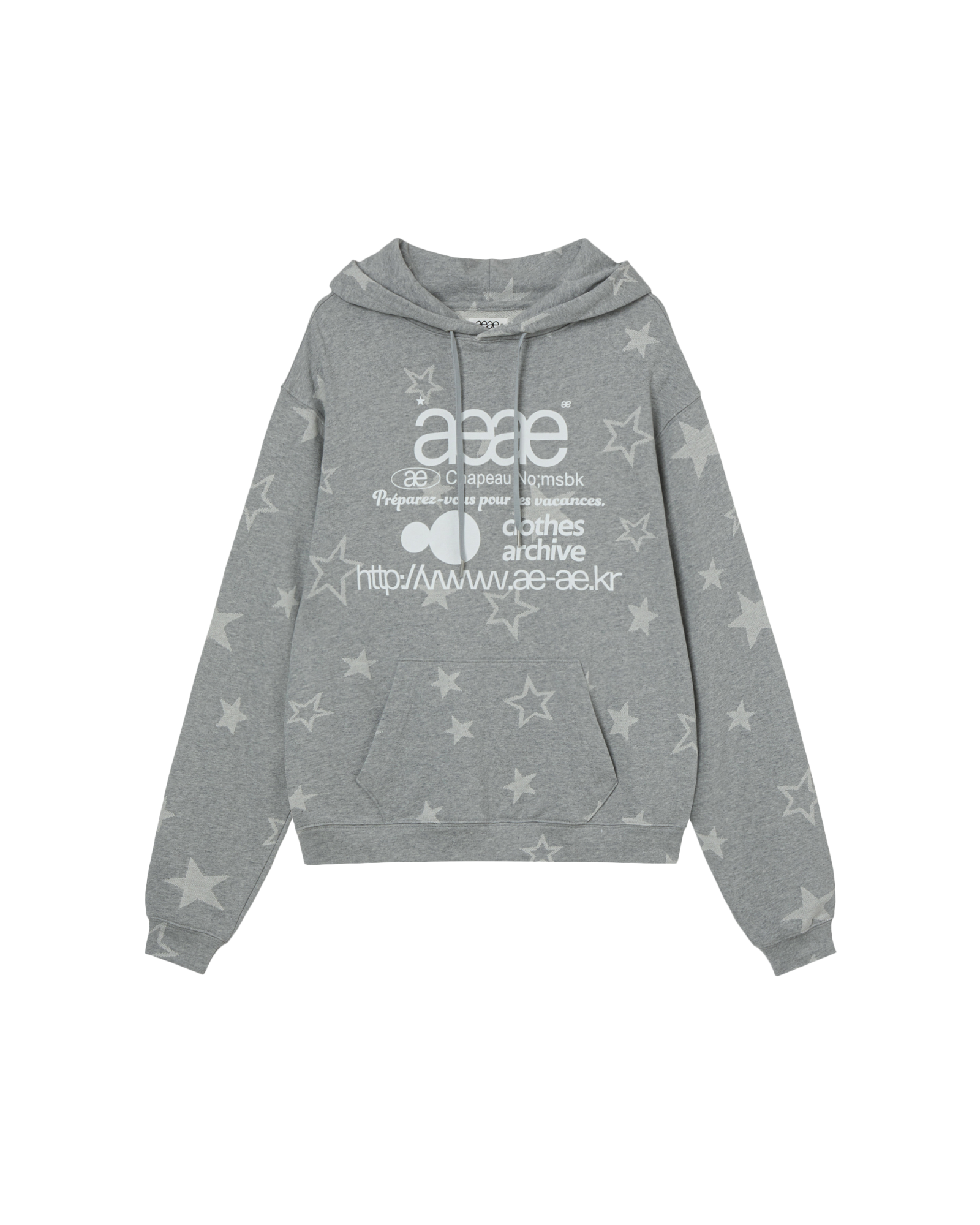 WEB LOGO STAR LOOSED HOODIE [GREY]