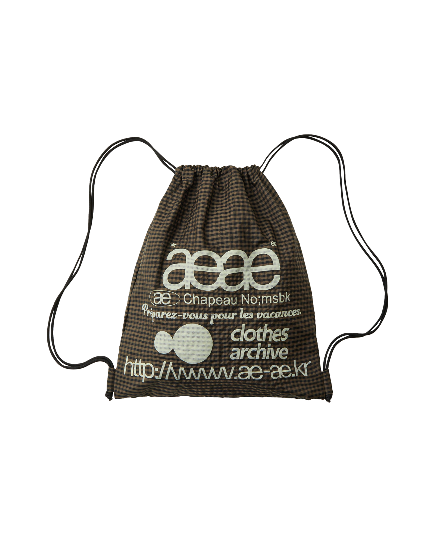 WEB LOGO CHECK GYM SACK [BROWN]