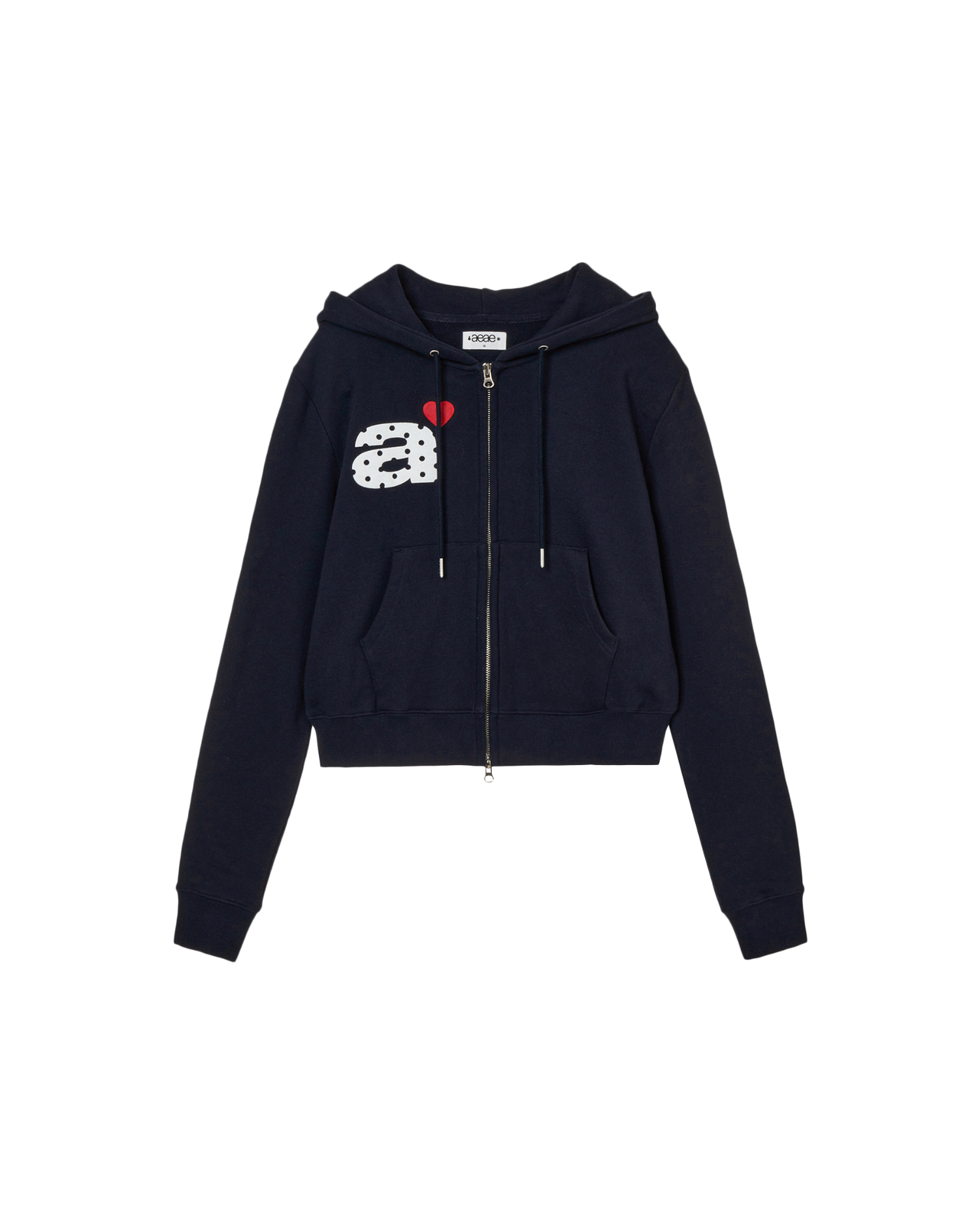 【予約商品】DOT SMALL LETTER CROP HOOD ZIP UP [NAVY]
