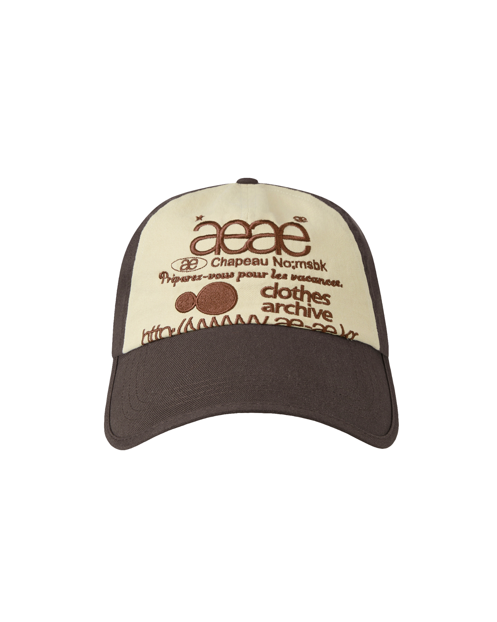 WEB LOGO 5 PANNEL BALL CAP [BROWN/IVORY]
