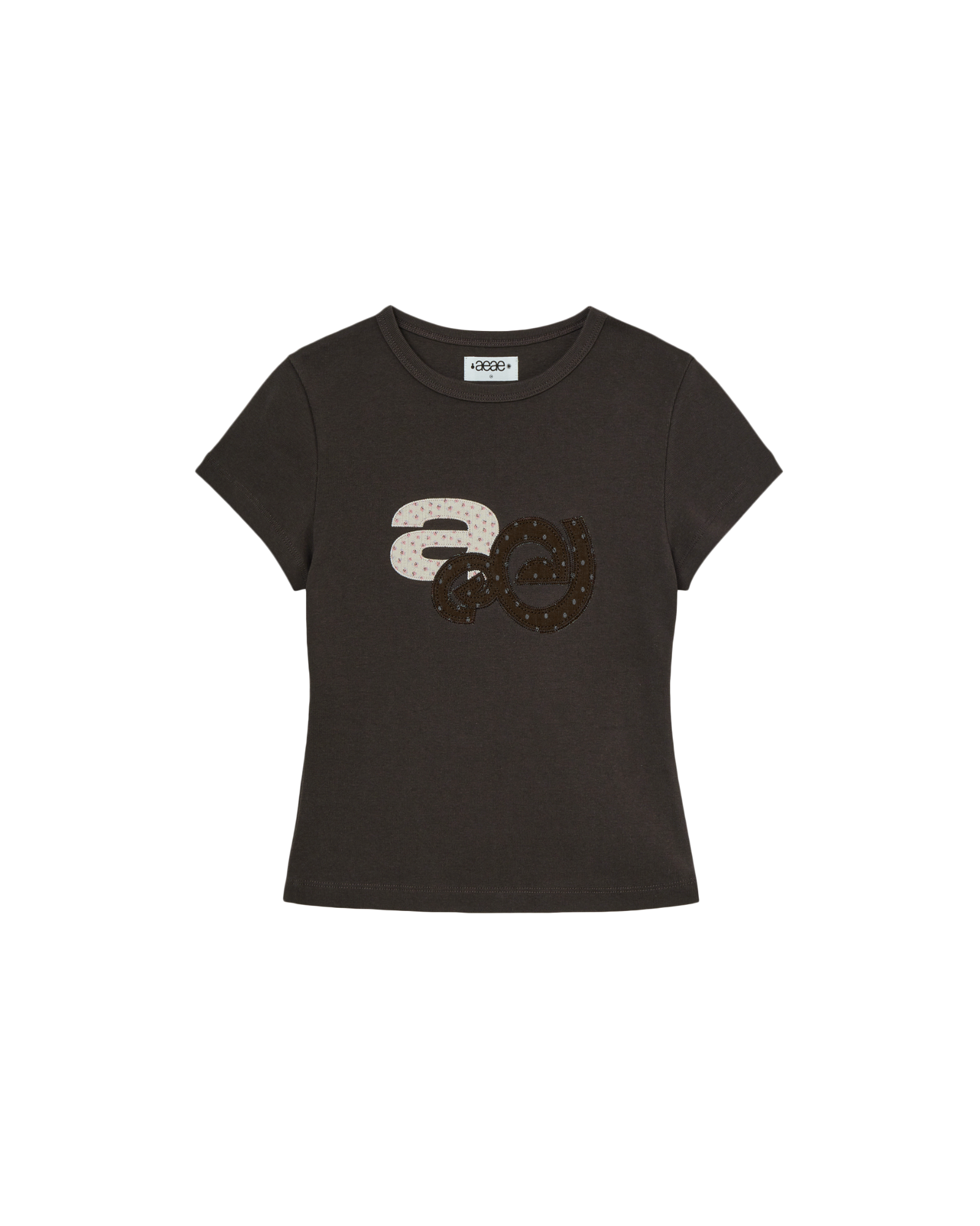 APPLIQUE FLOWER LOGO TEE [DARK BROWN]