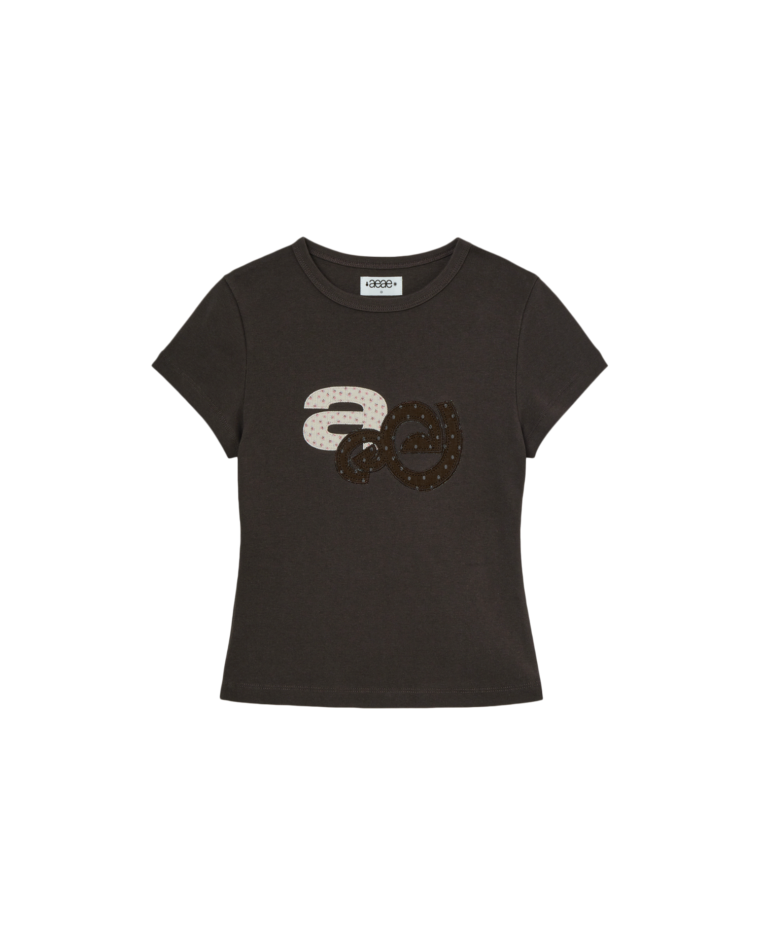 APPLIQUE FLOWER LOGO TEE [DARK BROWN]