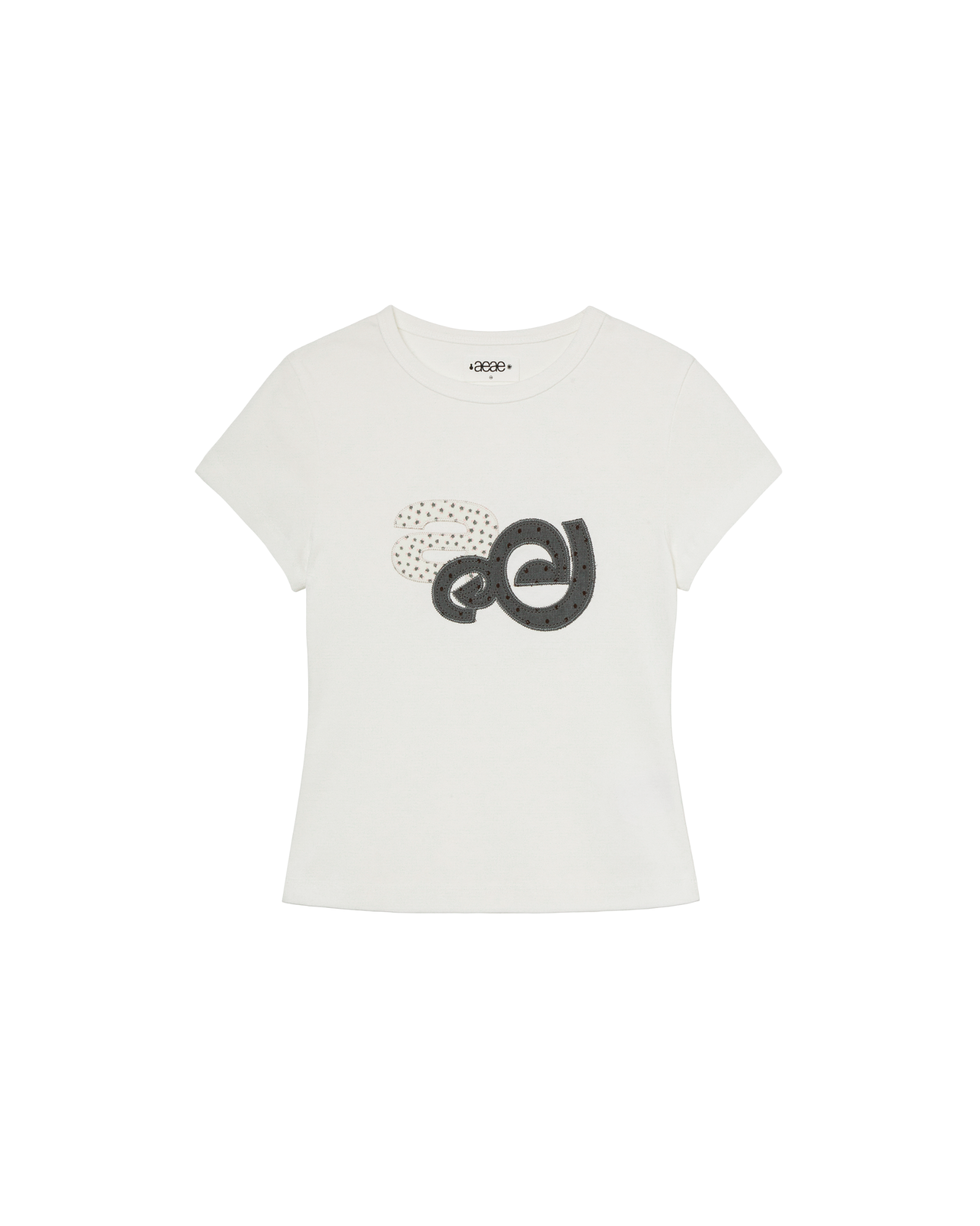 APPLIQUE FLOWER LOGO TEE [WHITE]