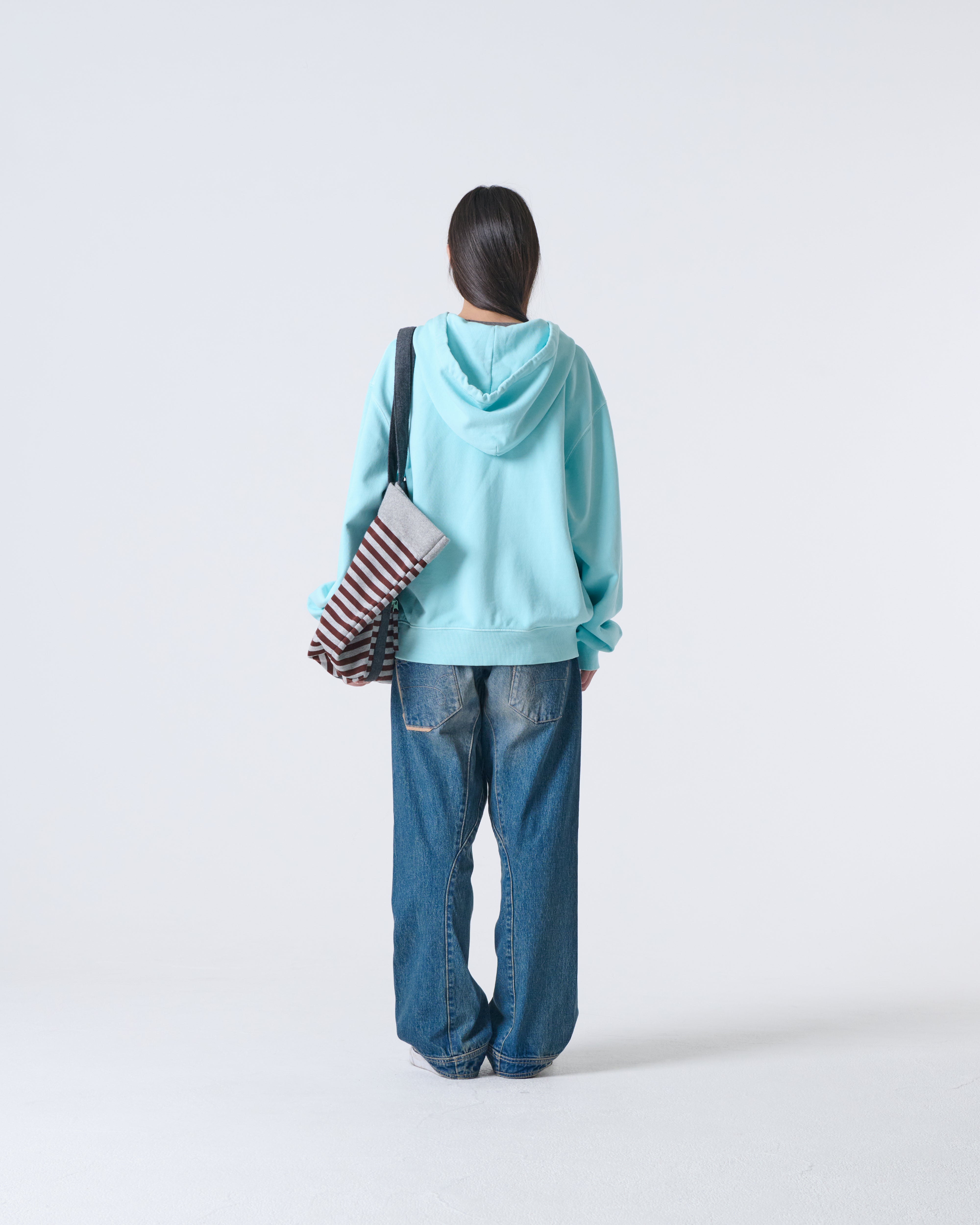 WEB LOGO WASHED HOOD ZIP UP [BLUE]
