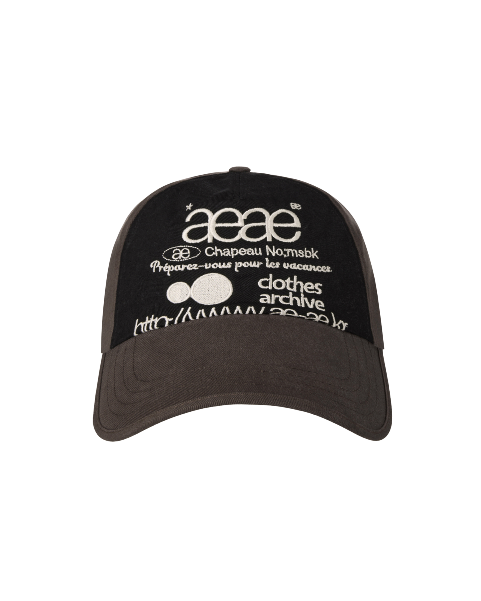 WEB LOGO 5 PANNEL BALL CAP [DARK BROWN/BLACK]