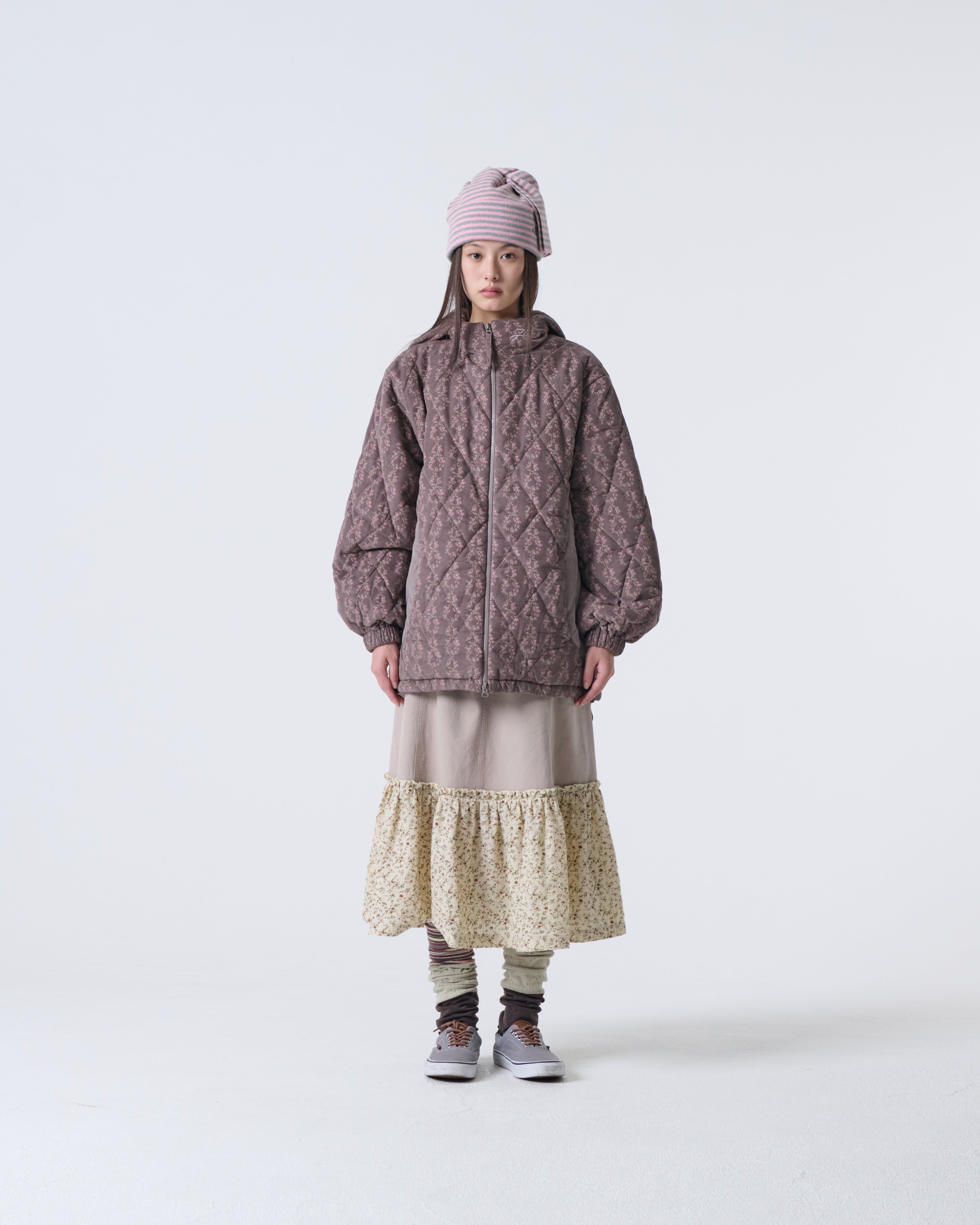FLOWER QUILTED JACKET [PURPLE]