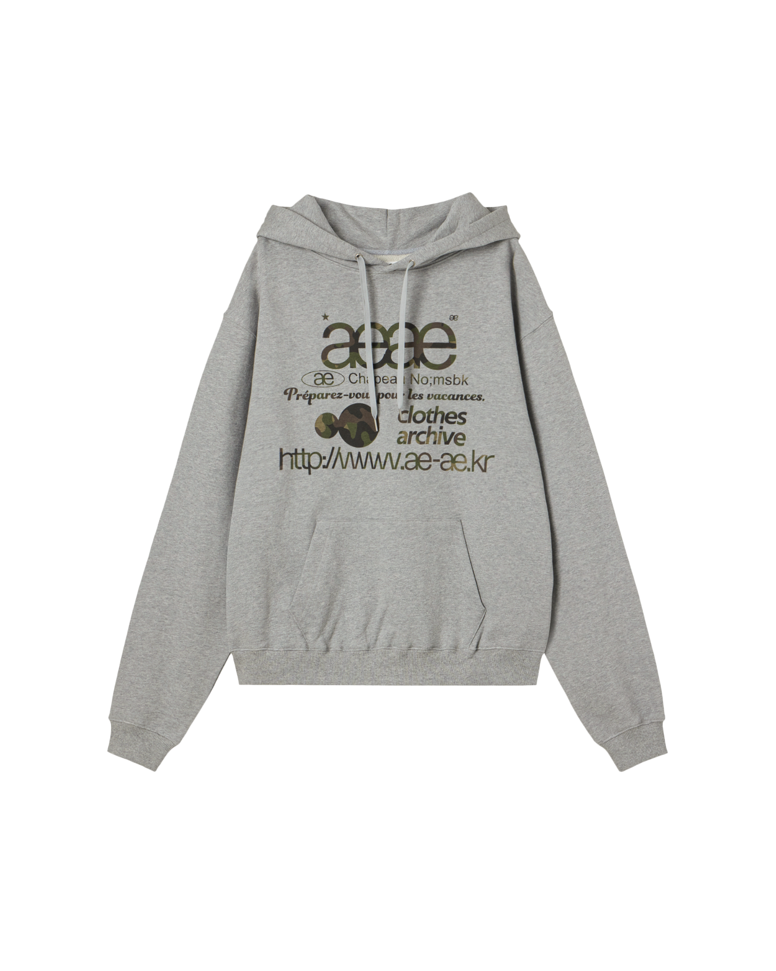 WEB LOGO LOOSED HOODIE [MELANGE GREY/CAMO]