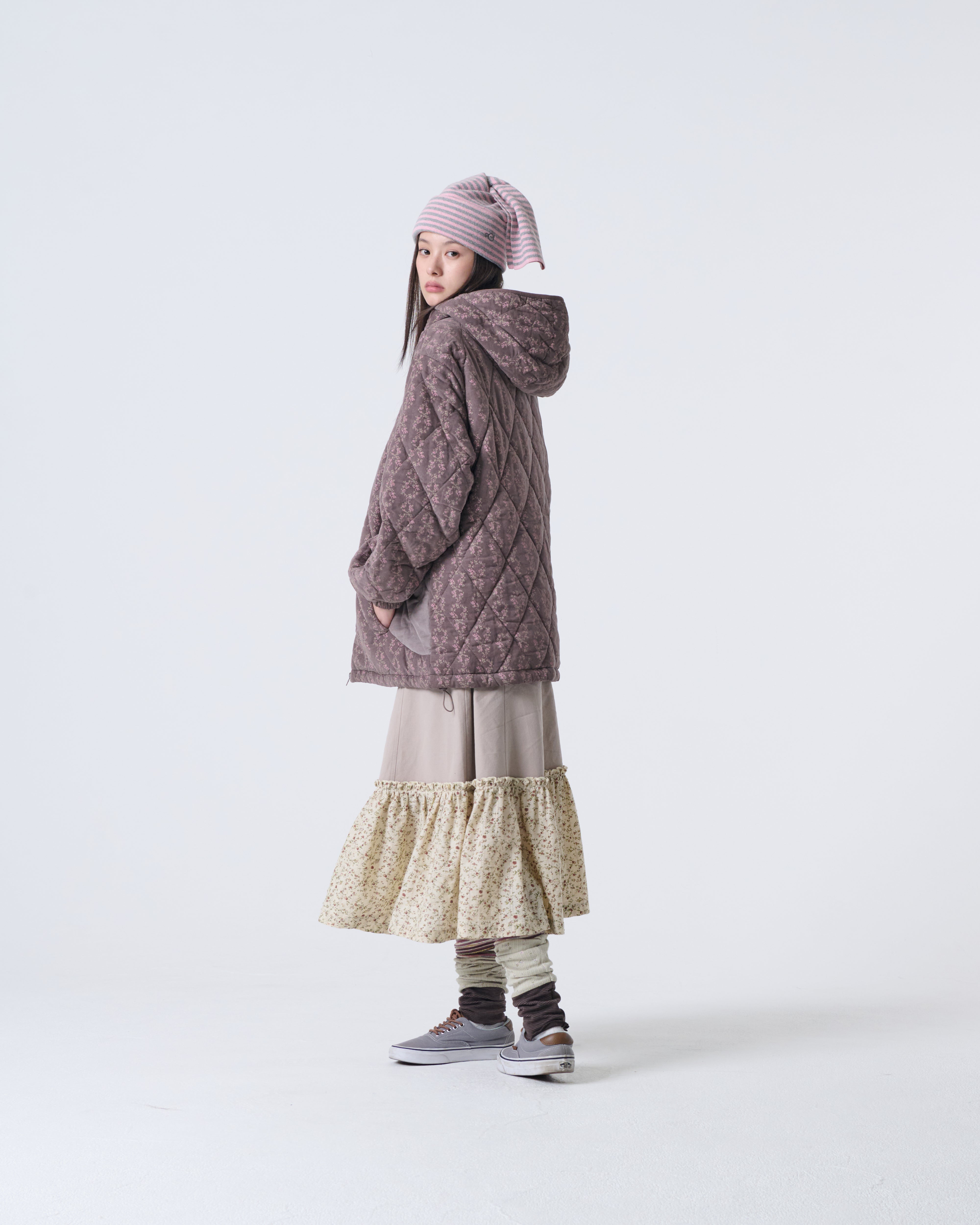 FLOWER QUILTED JACKET [PURPLE]