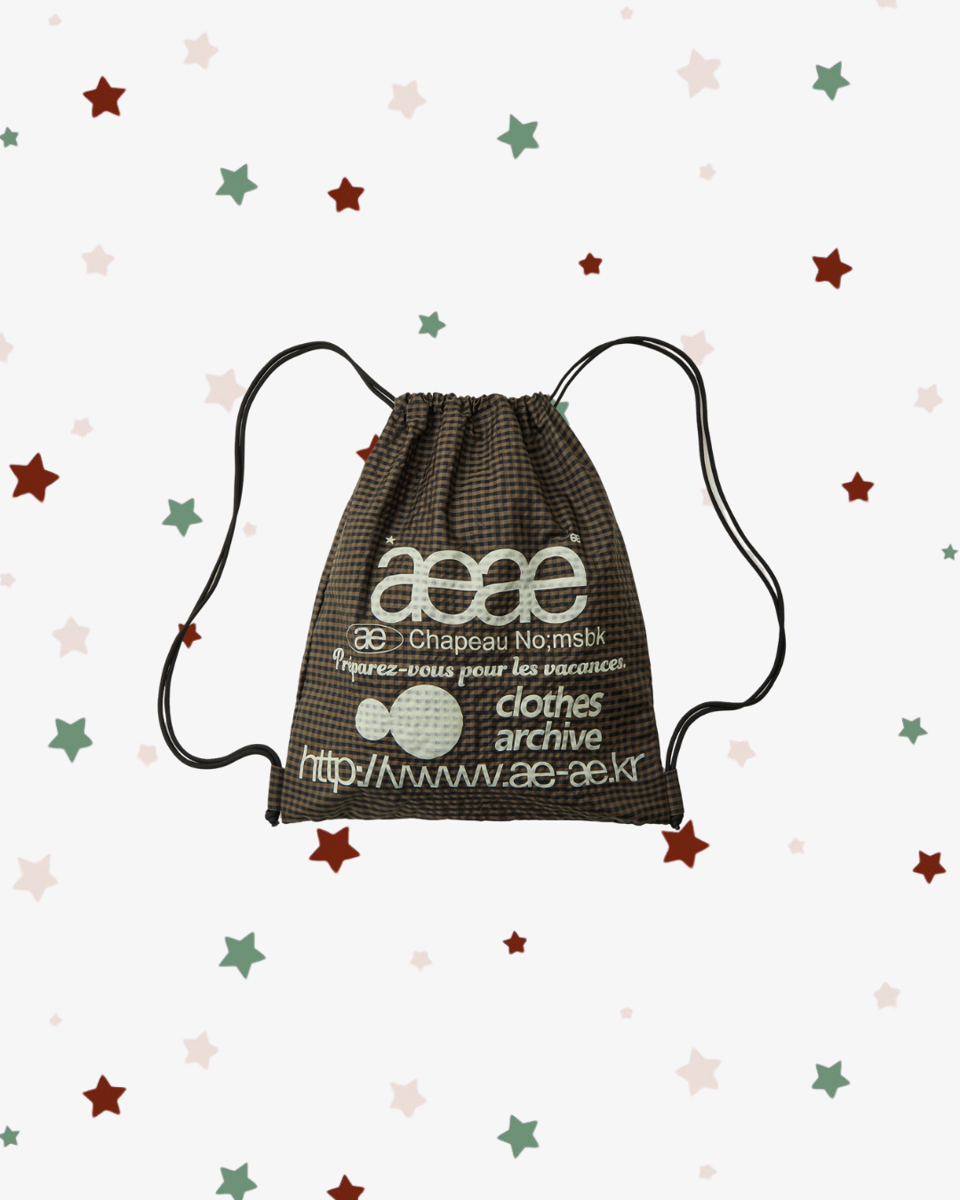 WEB LOGO CHECK GYM SACK [BROWN]