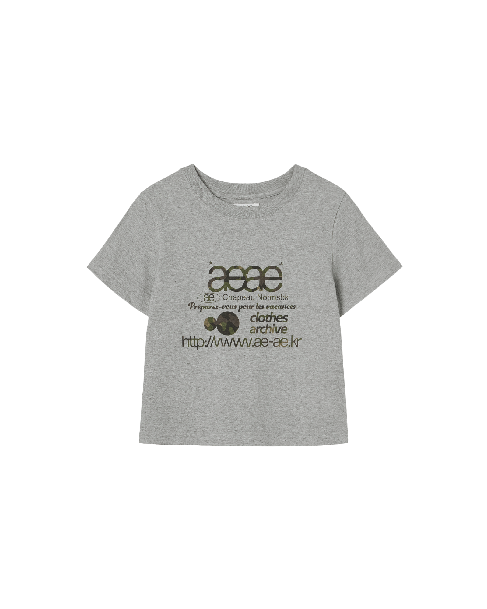 WEB LOGO CROP T-SHIRTS [MELANGE GREY/CAMO]