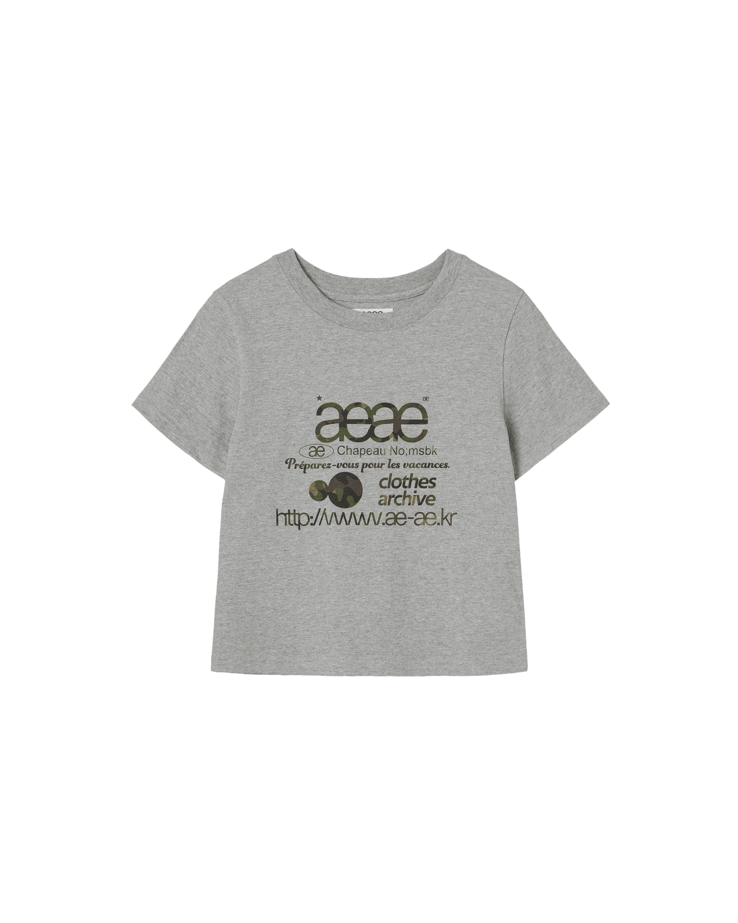 WEB LOGO CROP T-SHIRTS [MELANGE GREY/CAMO]