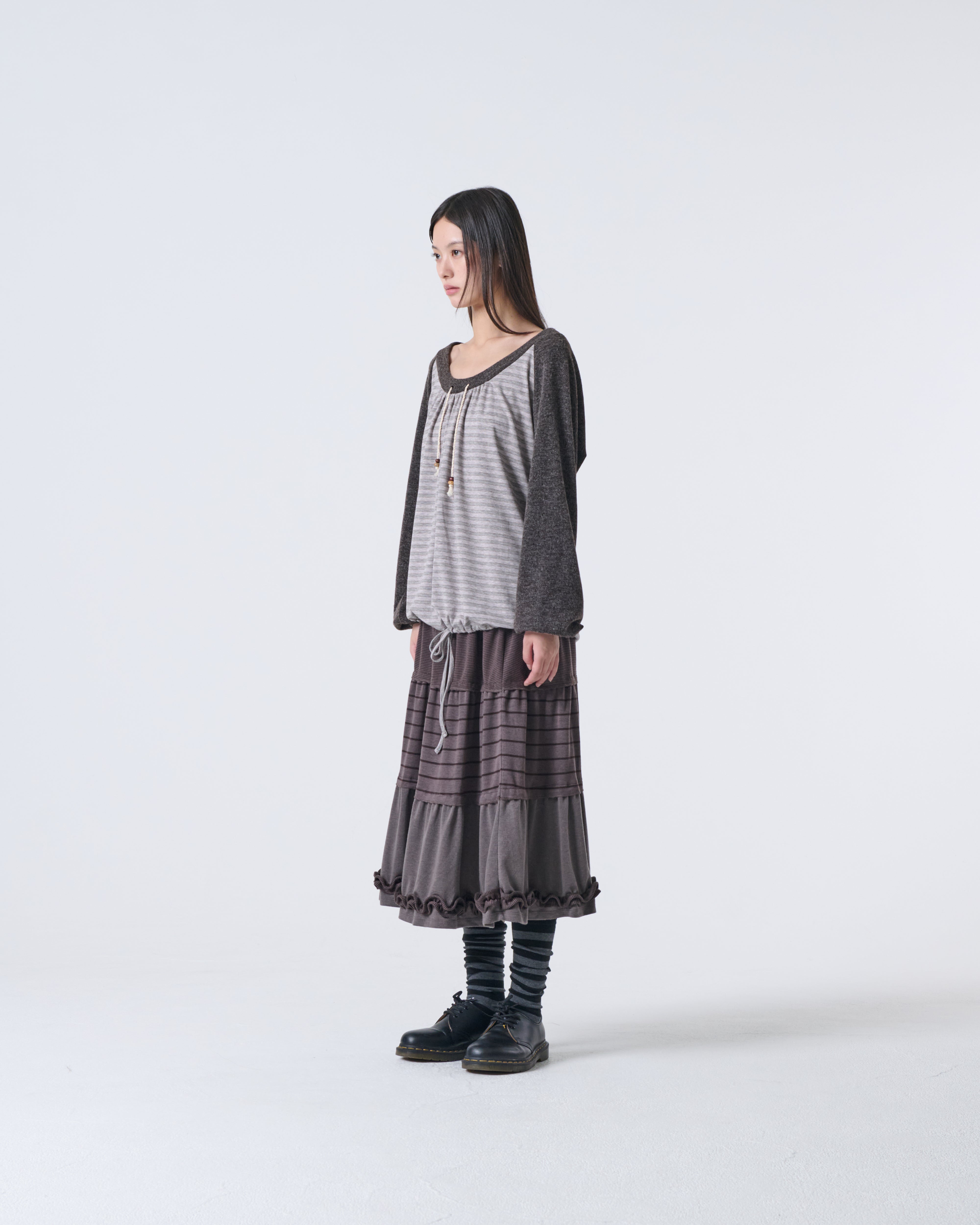 STRIPE DRAWSTRING TOP [PINK]