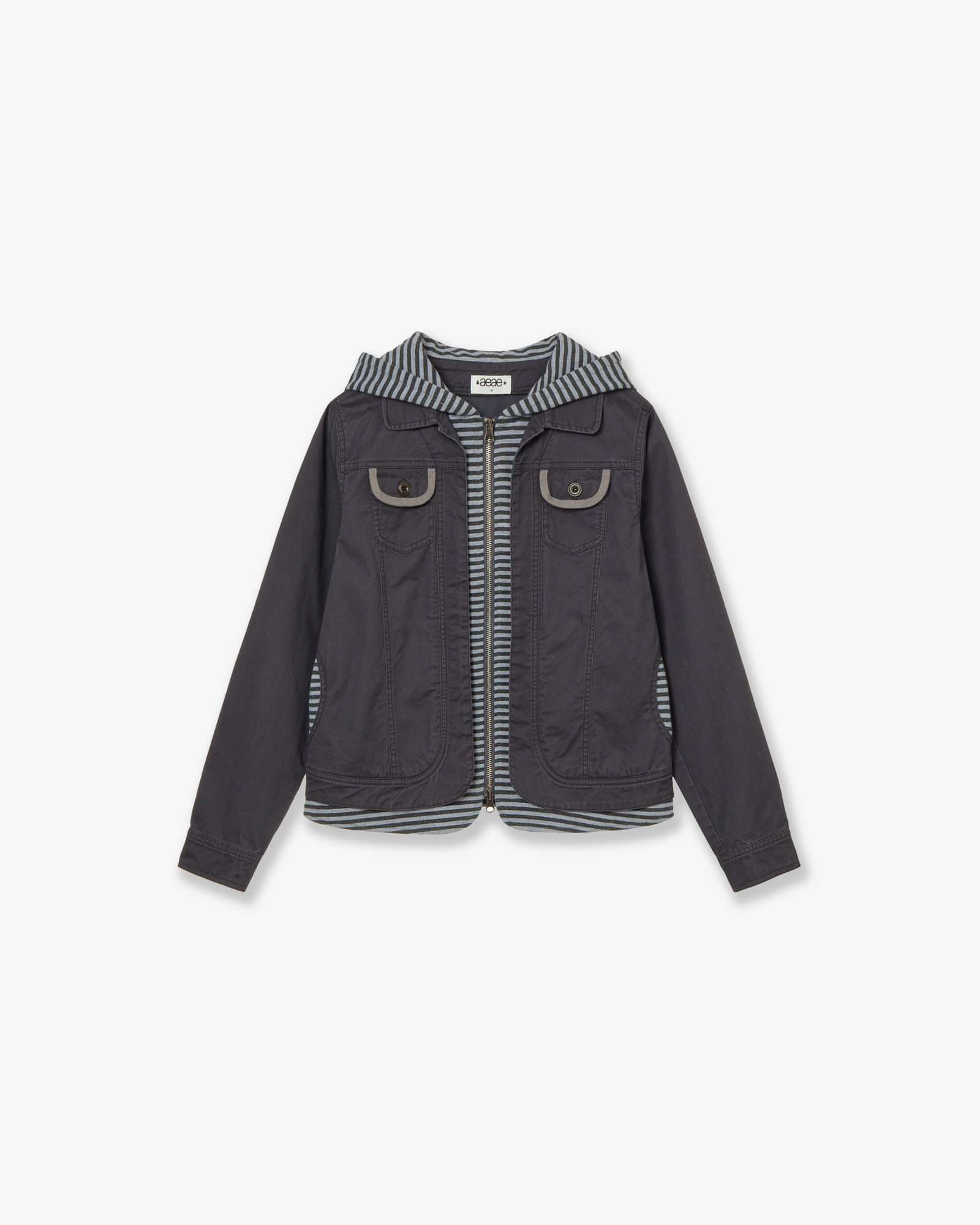 HOODIE LAYERED JACKET [CHARCOAL]