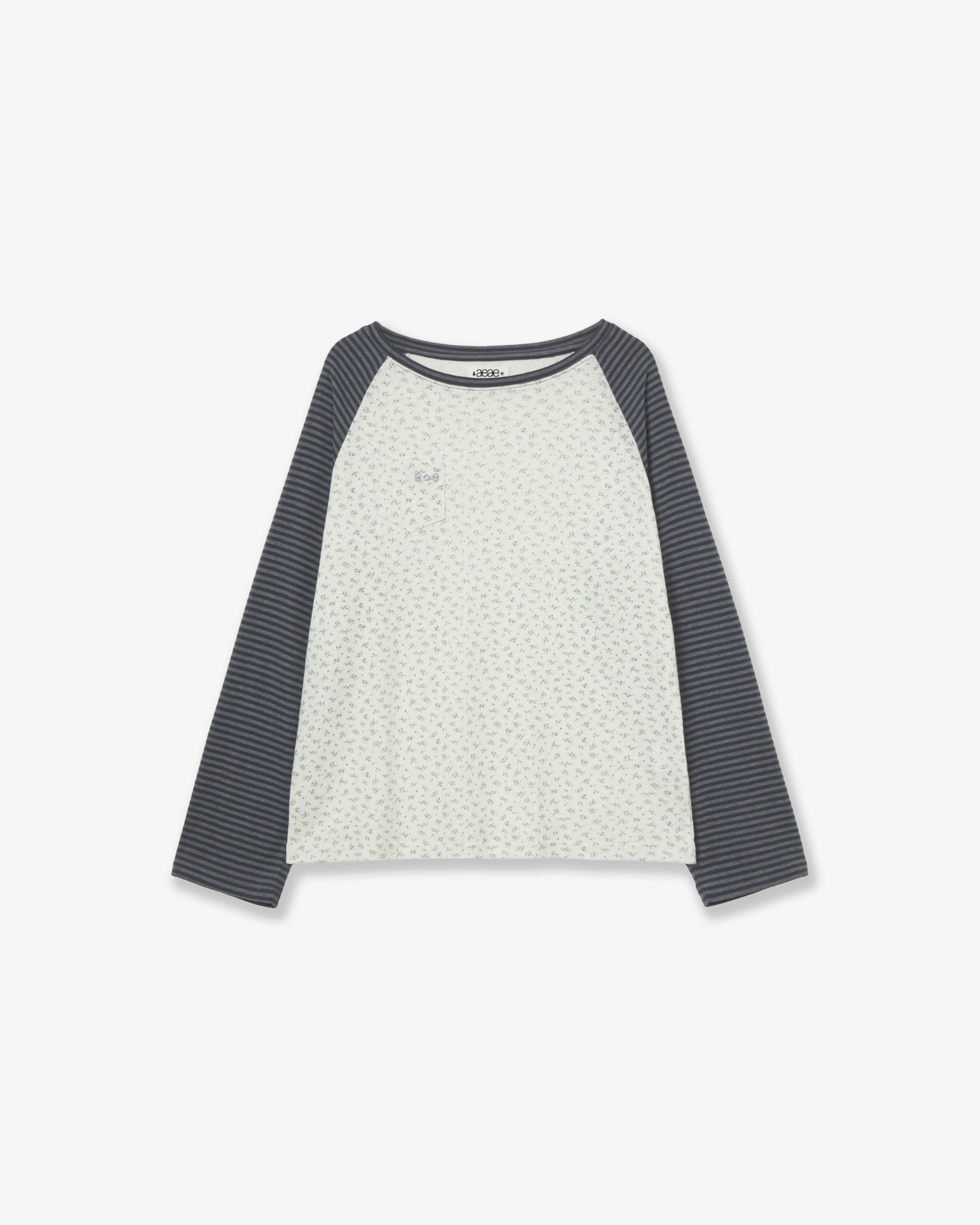 COZY FLOWER RAGLAN LONG SLEEVE [CHARCOAL]